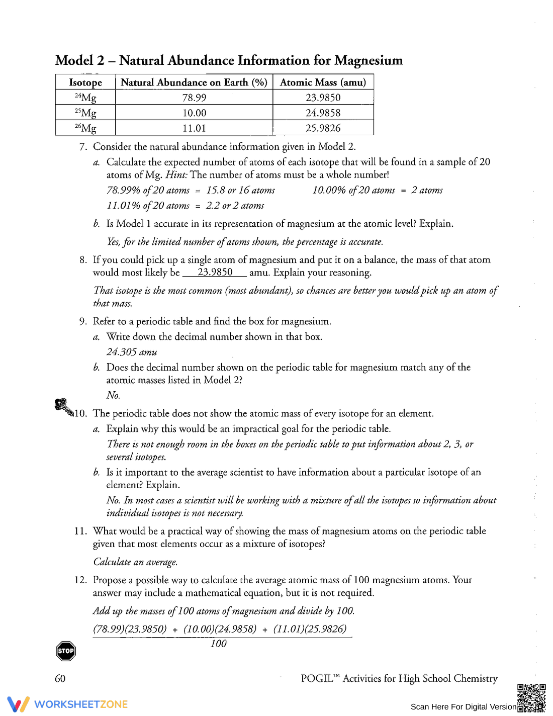 Calculate Average Atomic Mass: Chemistry Worksheet - Page 2