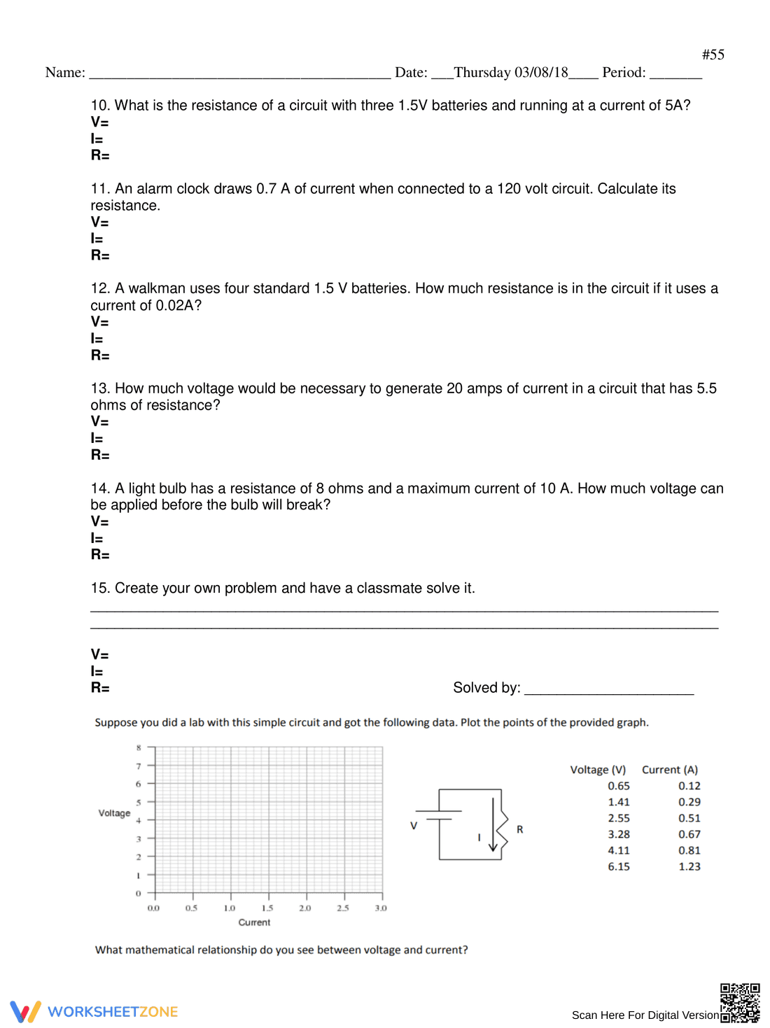 Understanding Ohm's Law Worksheet - Page 2
