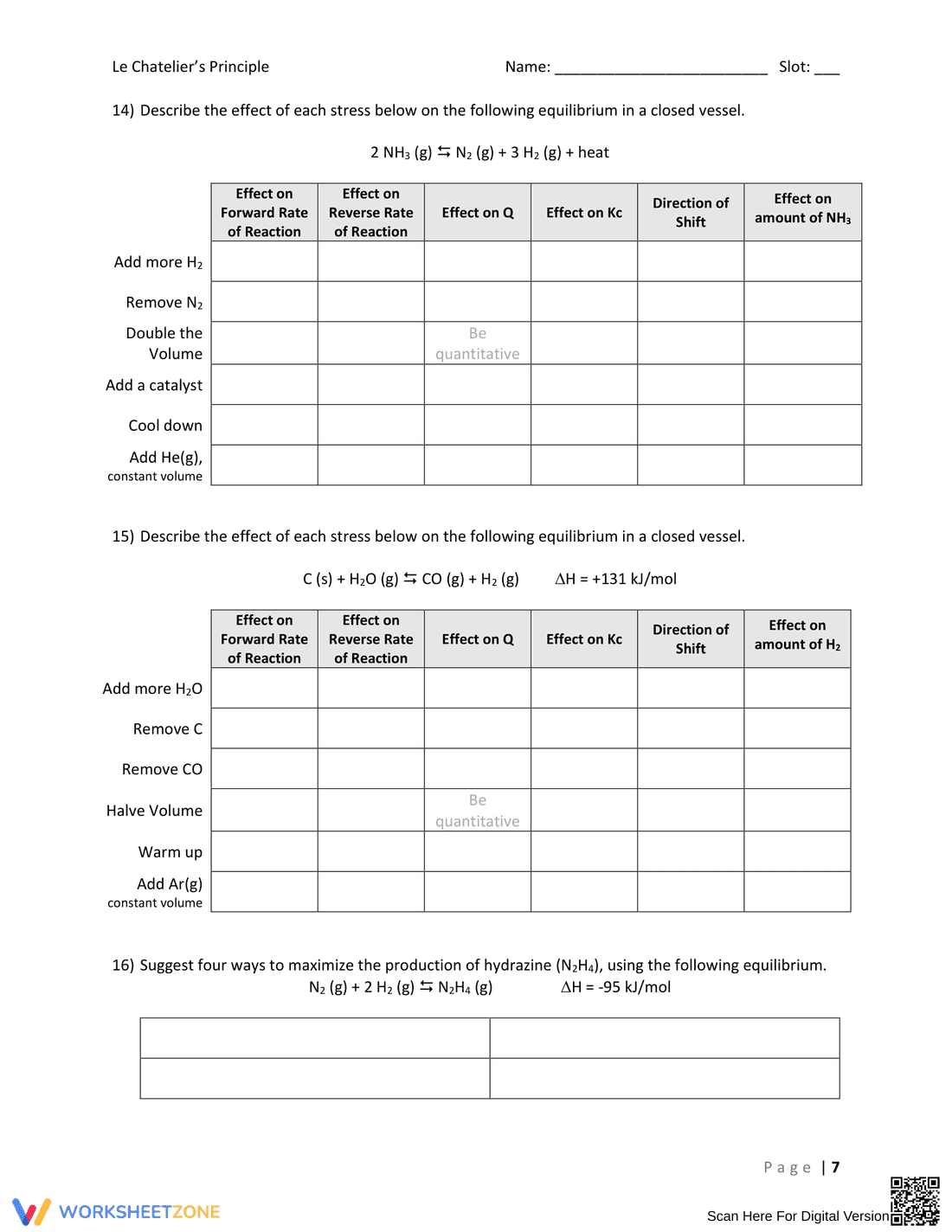 Le Chatelier's Principle Practice - Page 7