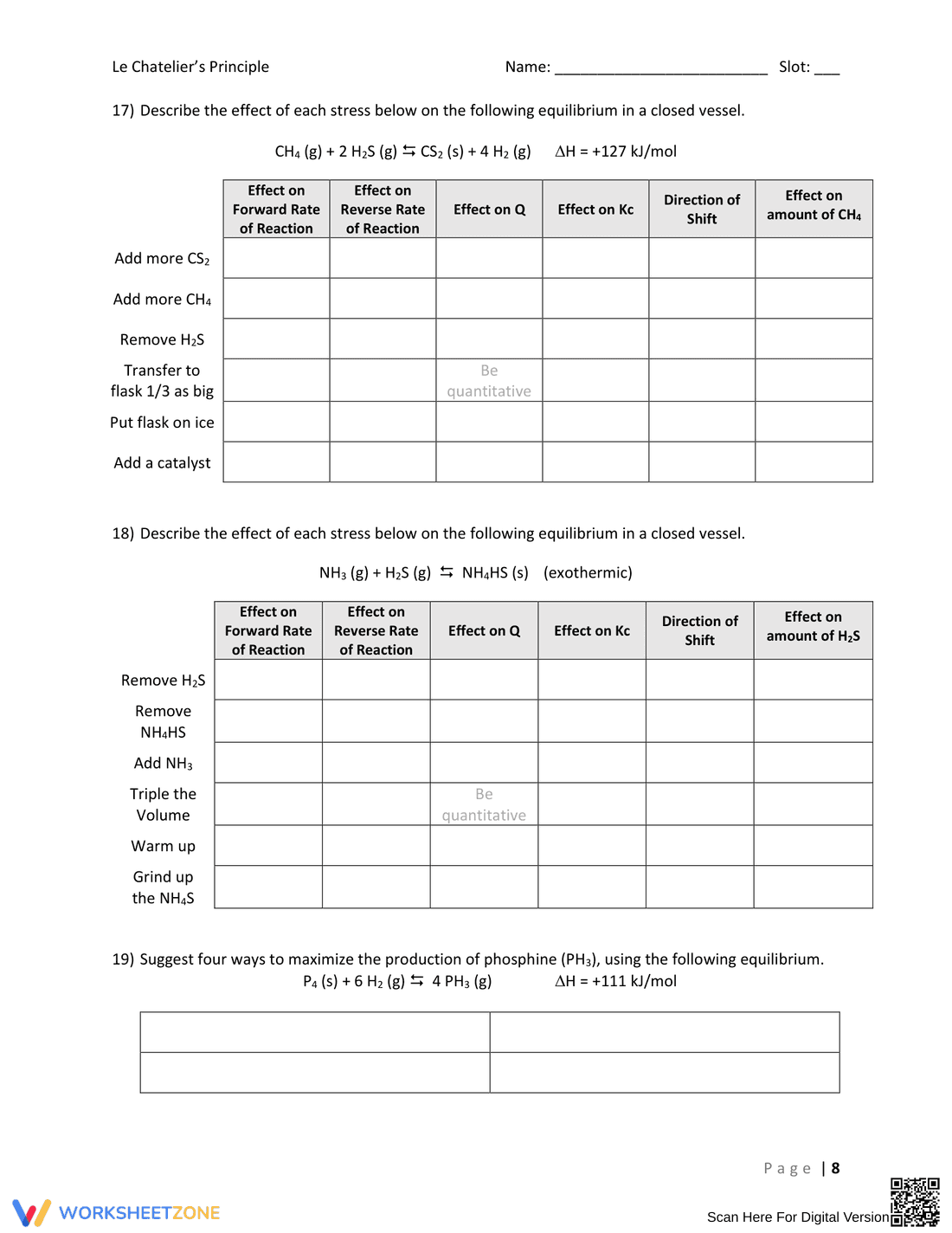 Le Chatelier's Principle Practice - Page 8