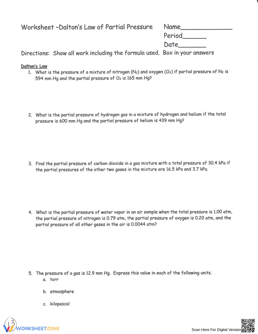 Charles's Law: Gas Laws Chemistry Worksheet - Page 13