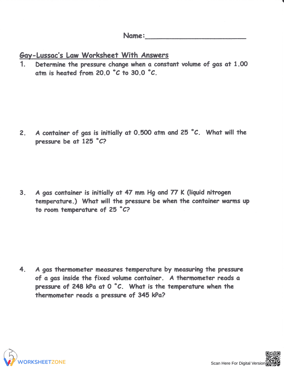 Charles's Law: Gas Laws Chemistry Worksheet - Page 5