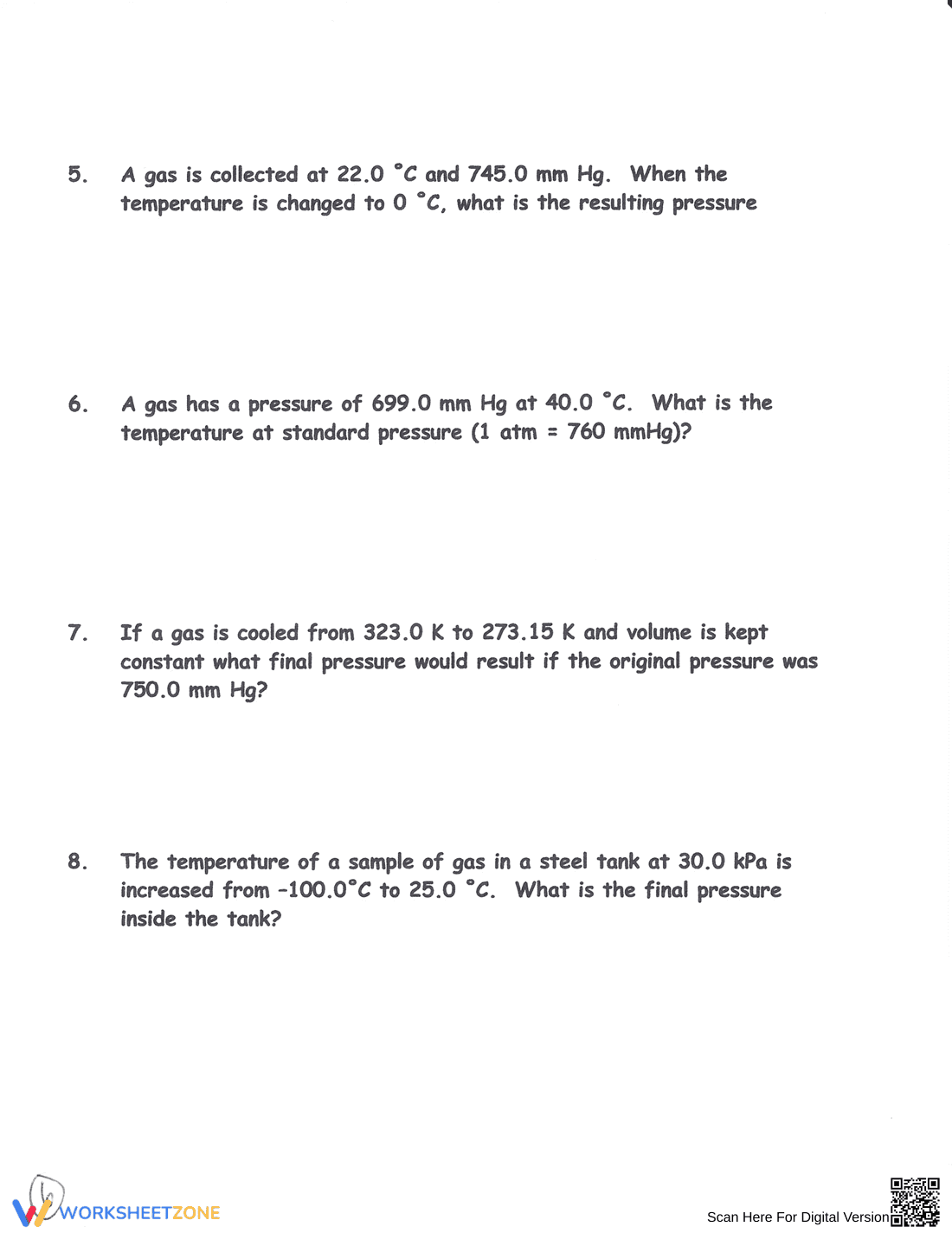 Charles's Law: Gas Laws Chemistry Worksheet - Page 6