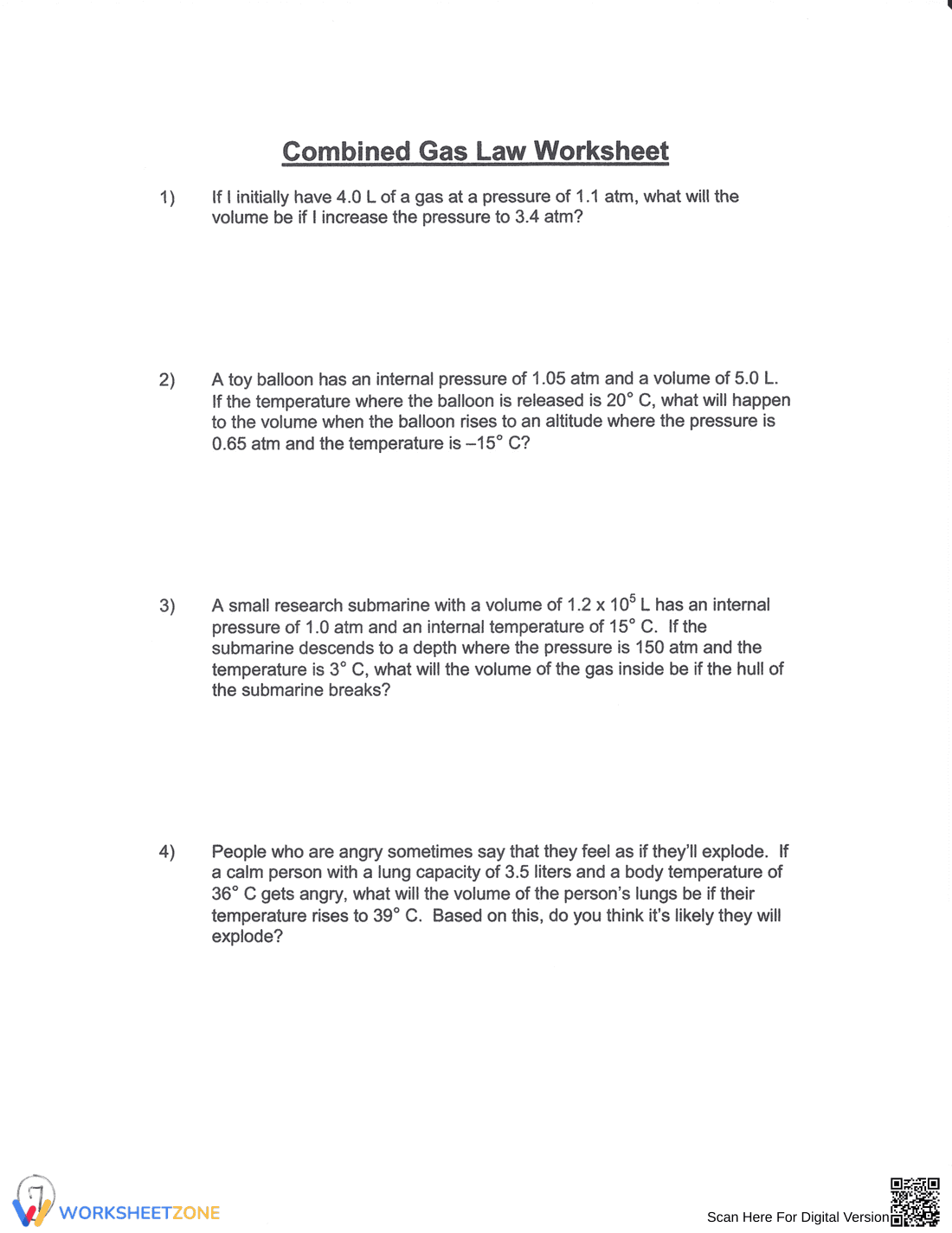 Charles's Law: Gas Laws Chemistry Worksheet - Page 7