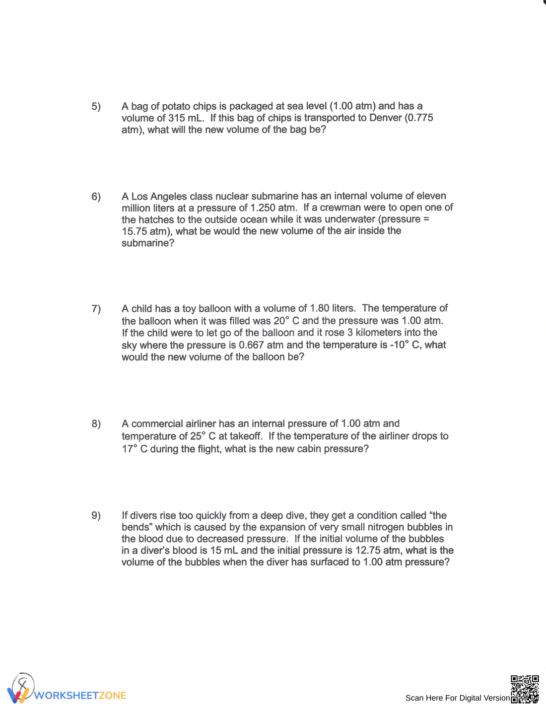 Charles's Law: Gas Laws Chemistry Worksheet - Page 8