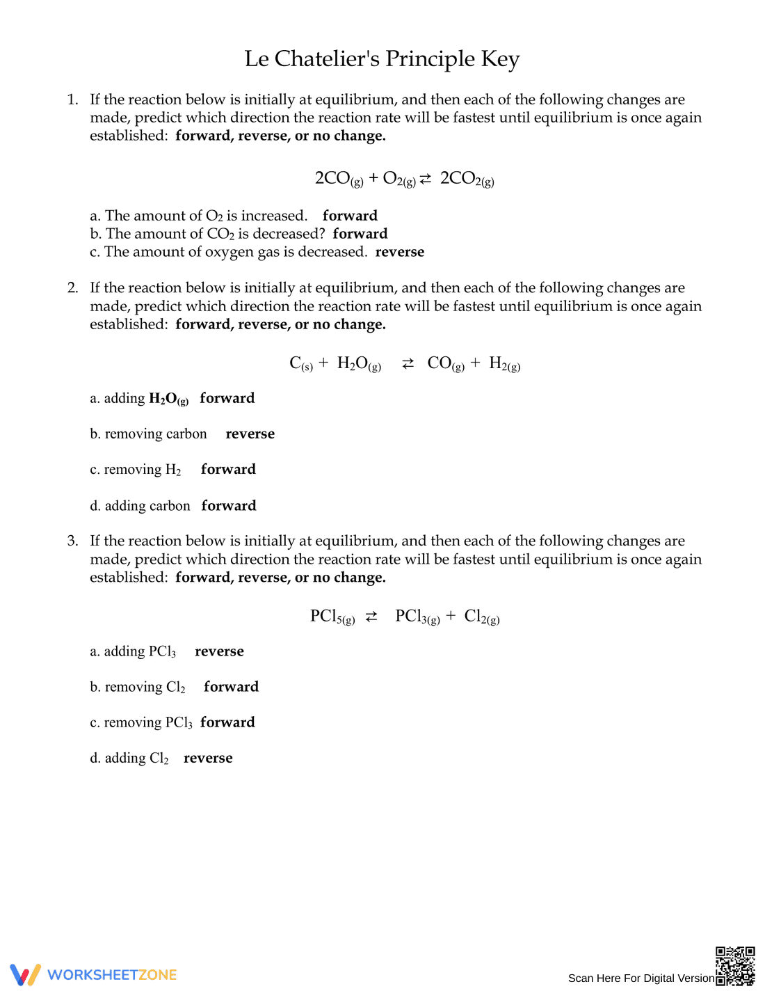 Le Chatelier's Principle with Key - Page 2