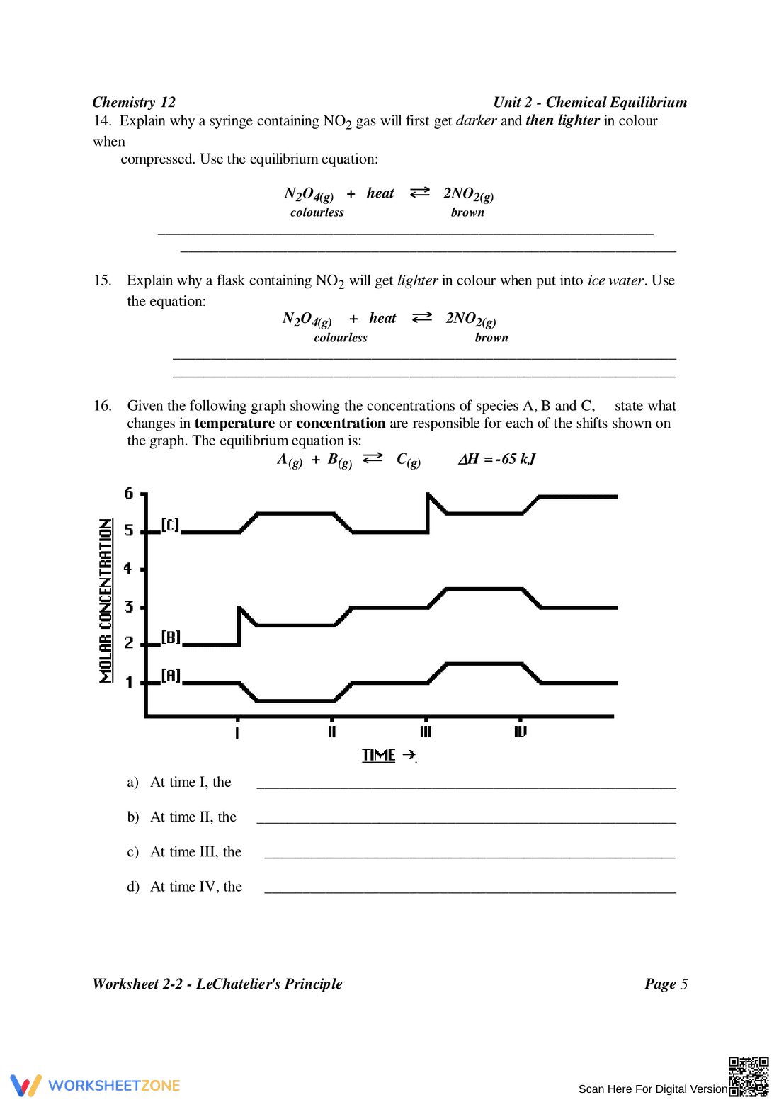 Le Chatelier's Principle: Chemistry Worksheet - Page 5