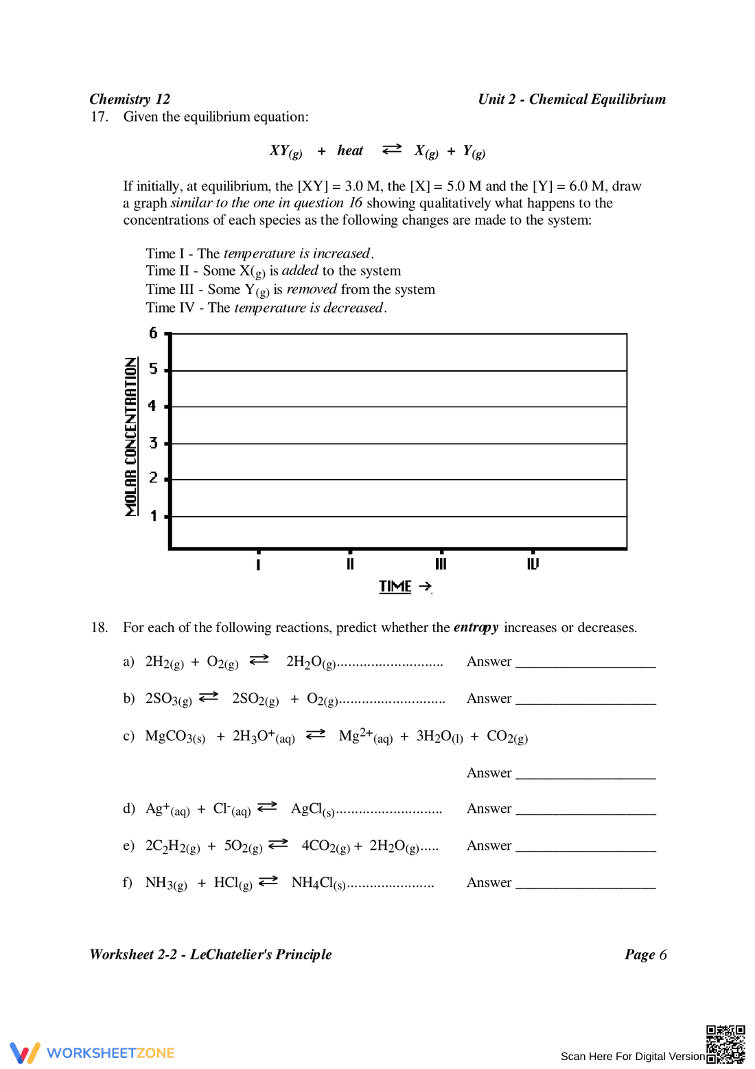 Le Chatelier's Principle: Chemistry Worksheet - Page 6