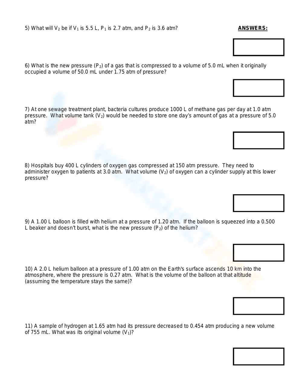 Boyle's Law Worksheet: Gas Laws in Chemistry - Page 2