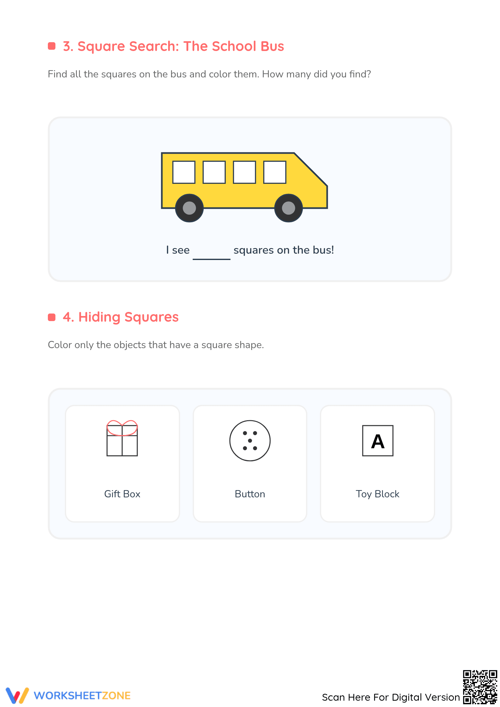 Printable Kindergarten Square Worksheet | Essential Math - Page 2