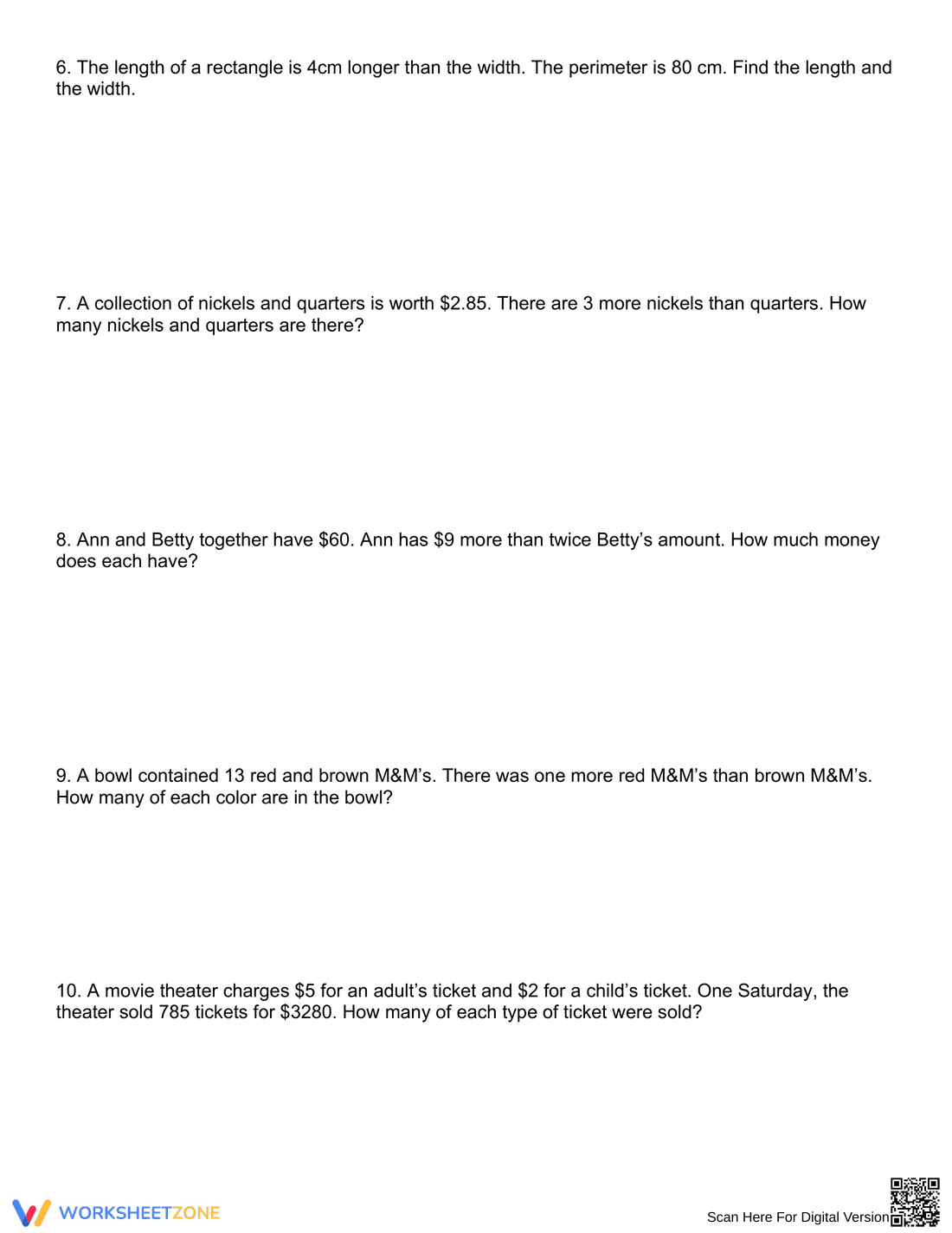 Solving Systems of Equations Word Problems - Page 2