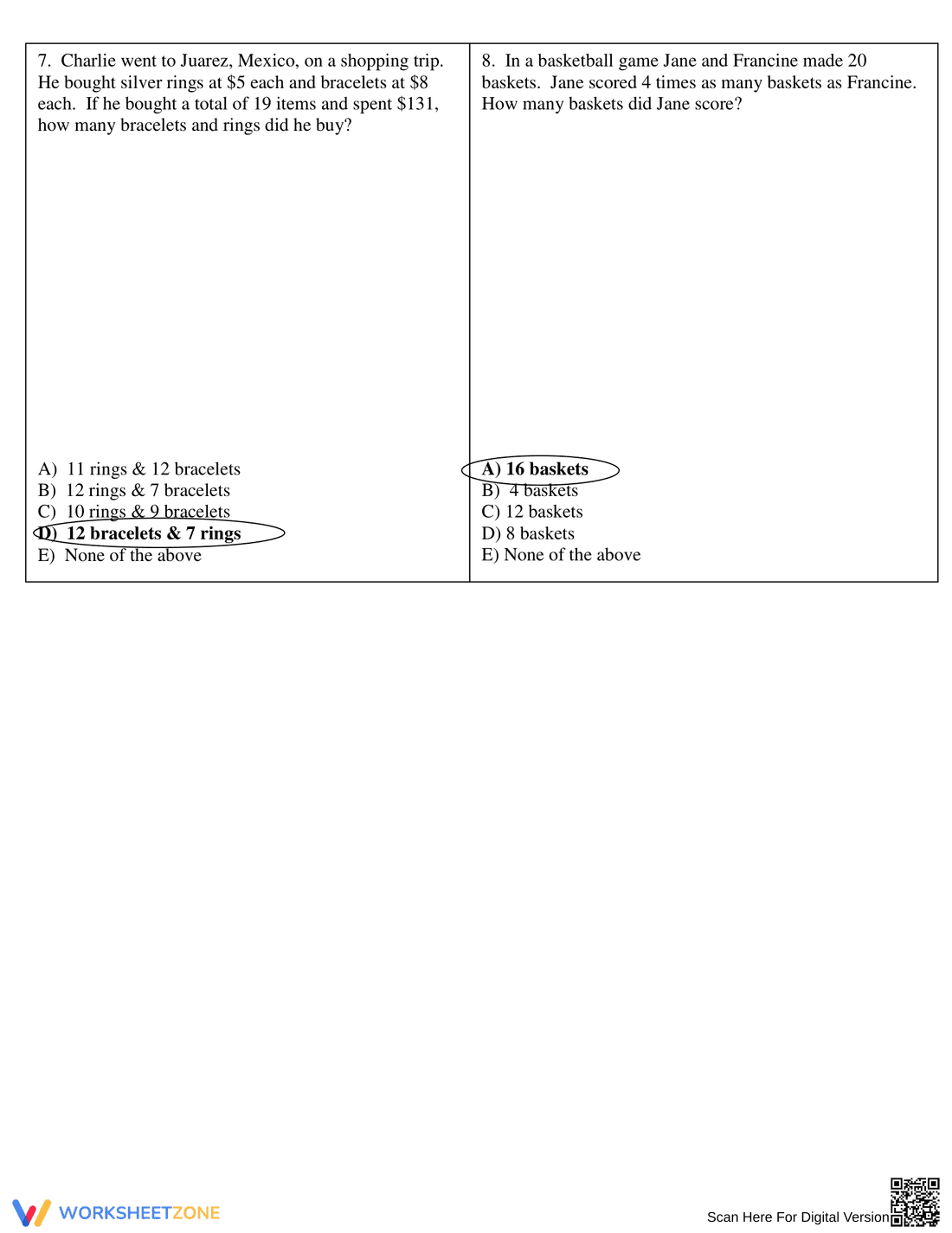 Review: Systems of Equations Word Problems - Page 4