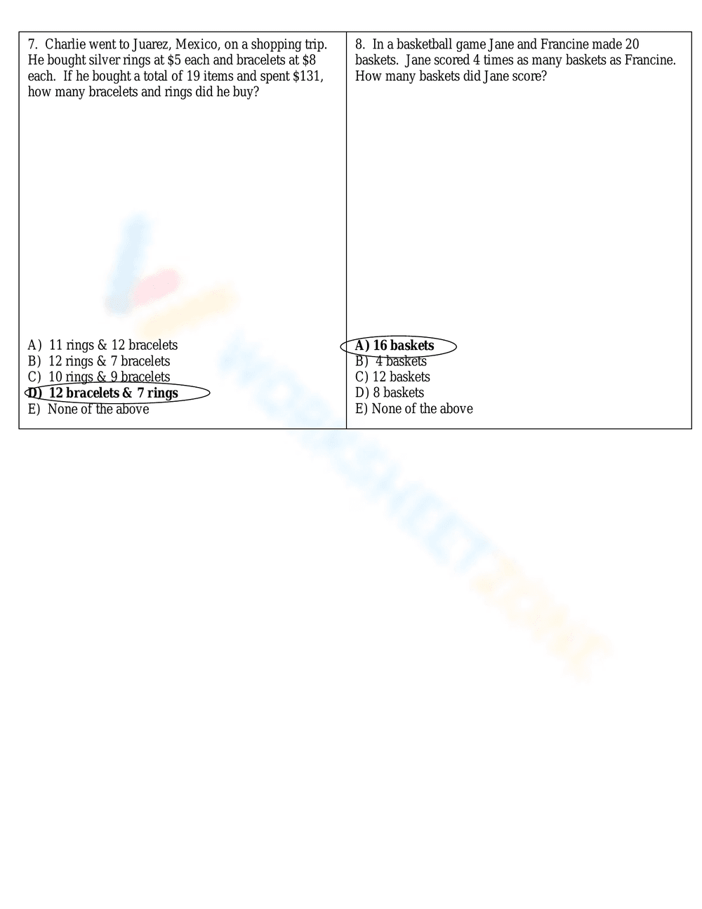 Review: Systems of Equations Word Problems - Page 3