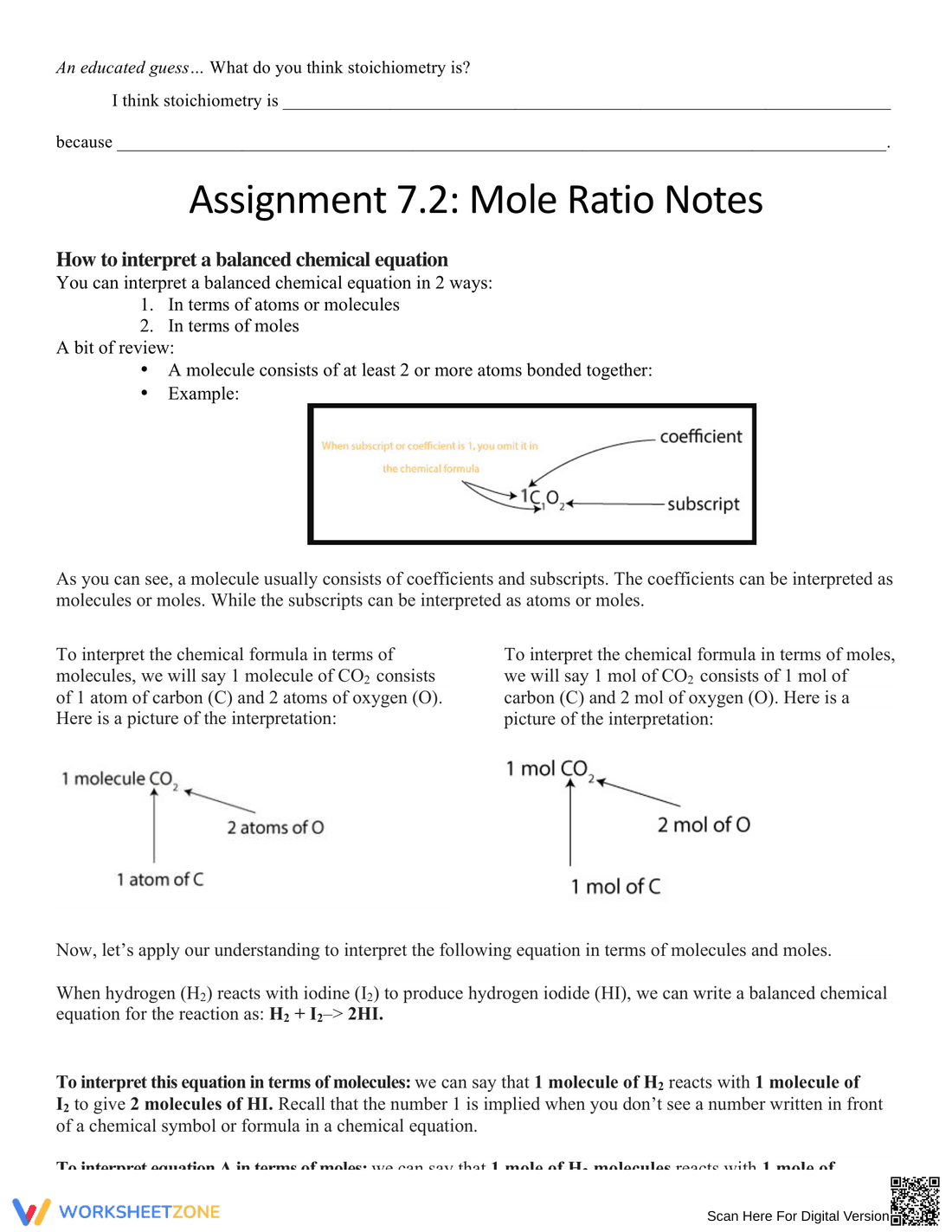 Intro to Mole Ratio: Stoichiometry Worksheet - Page 2