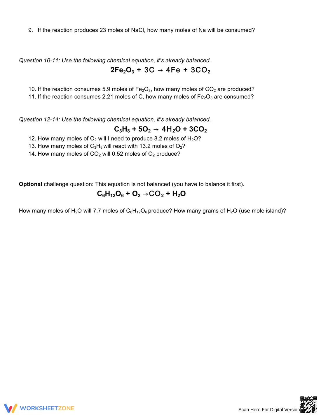 Intro to Mole Ratio: Stoichiometry Worksheet - Page 6
