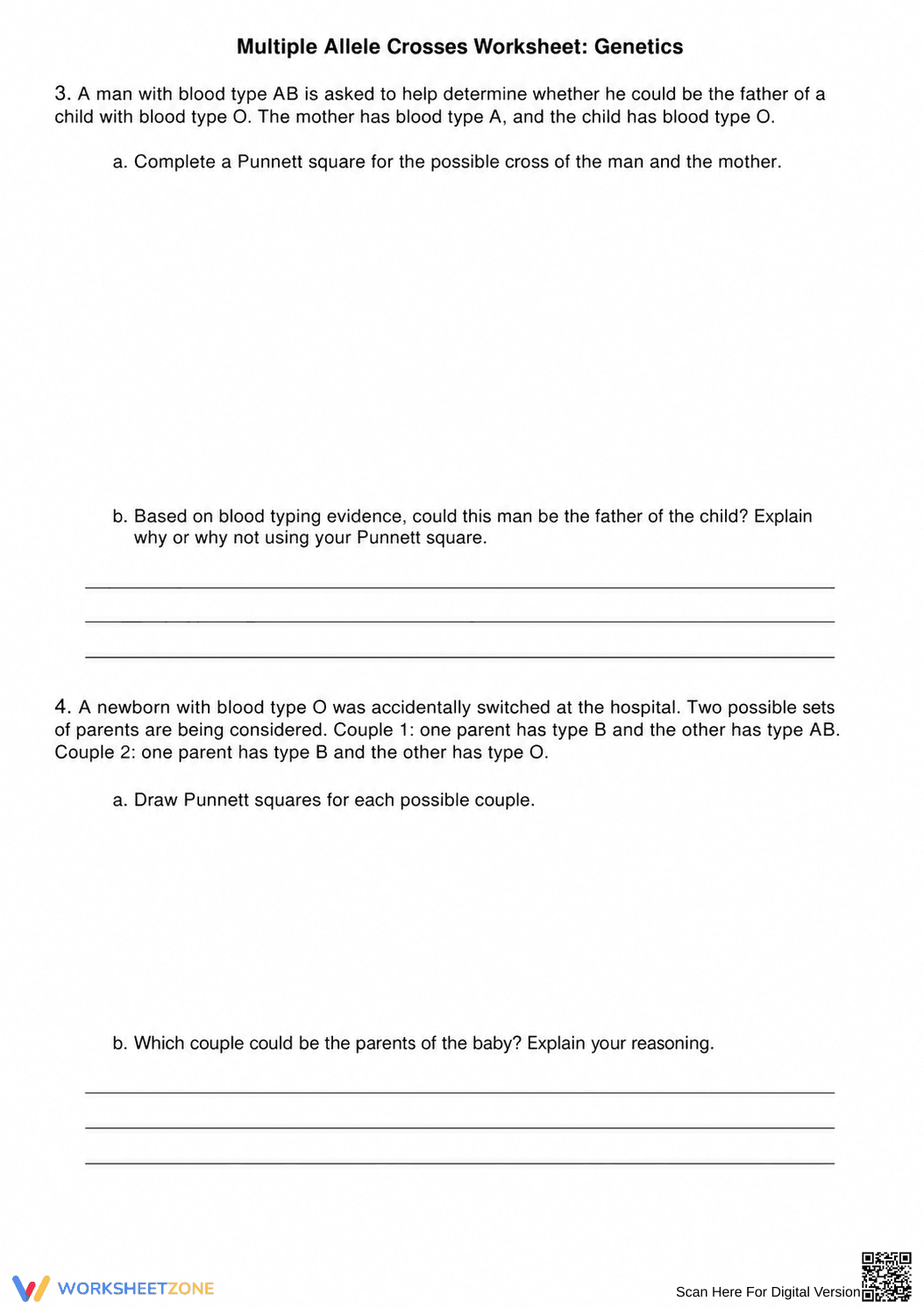 Multiple Allele Crosses Worksheet | Essential Biology - Page 2
