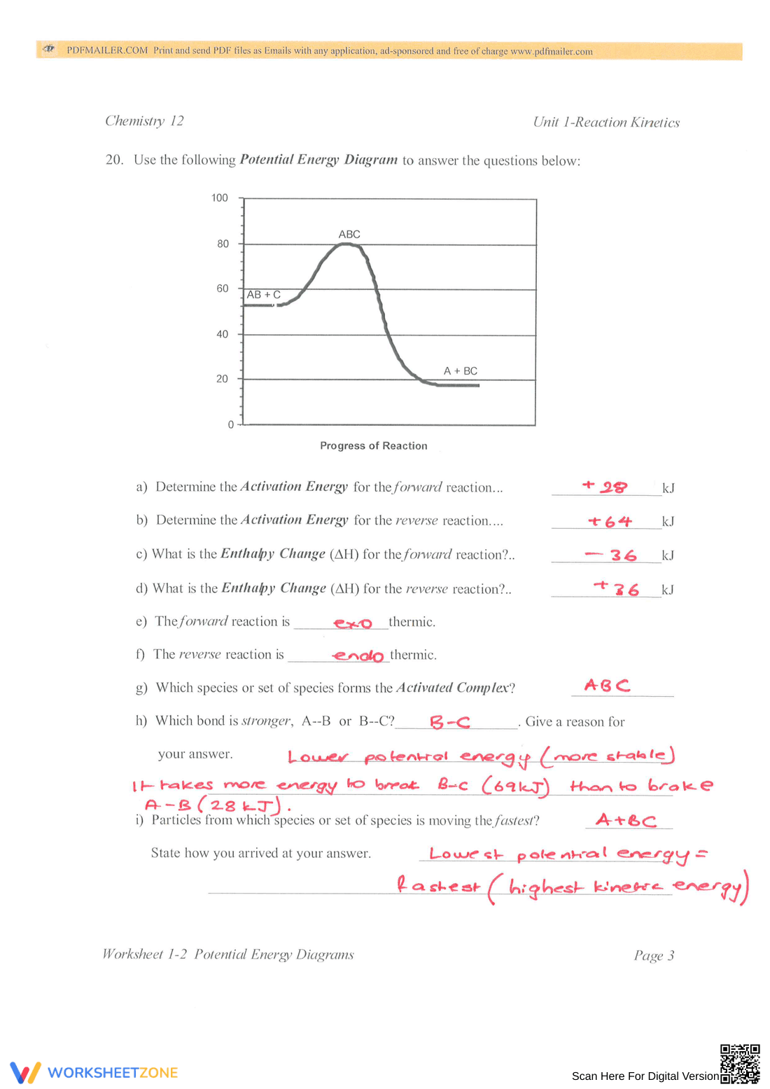 Potential Energy Diagrams: Science Worksheet - Page 7