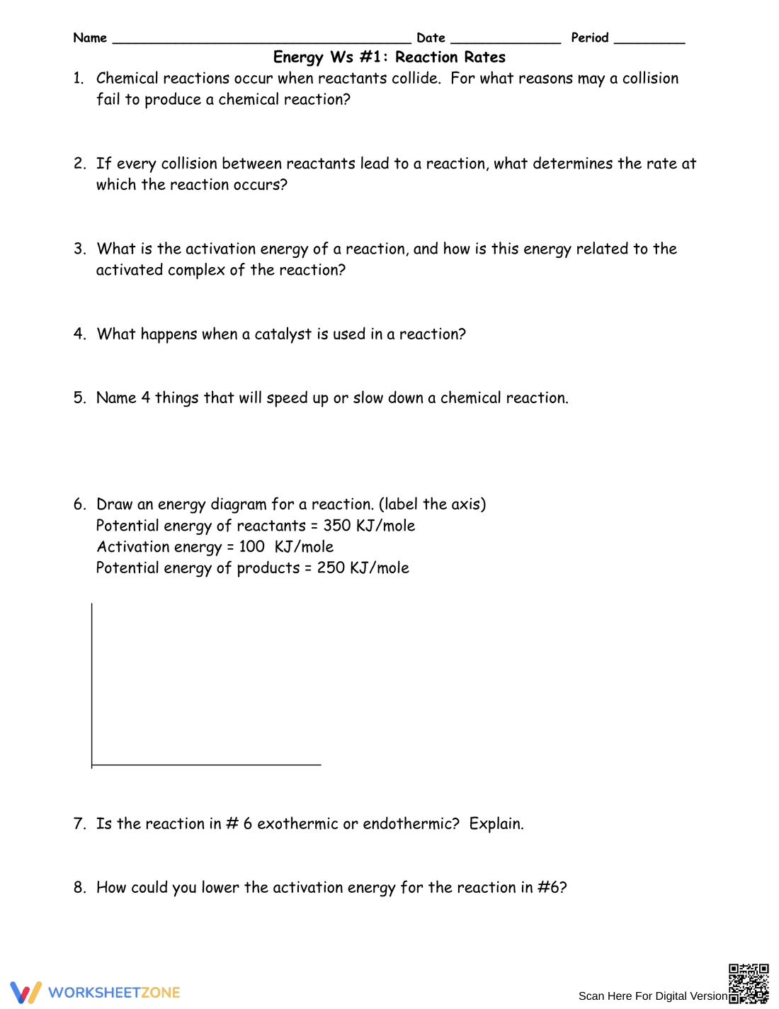 Potential Energy Diagram Worksheet: Science - Page 2
