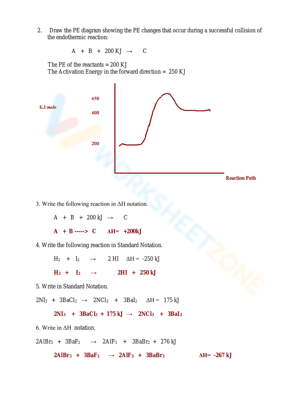 Updated Potential Energy Diagrams: Chemistry Practice - Page 2