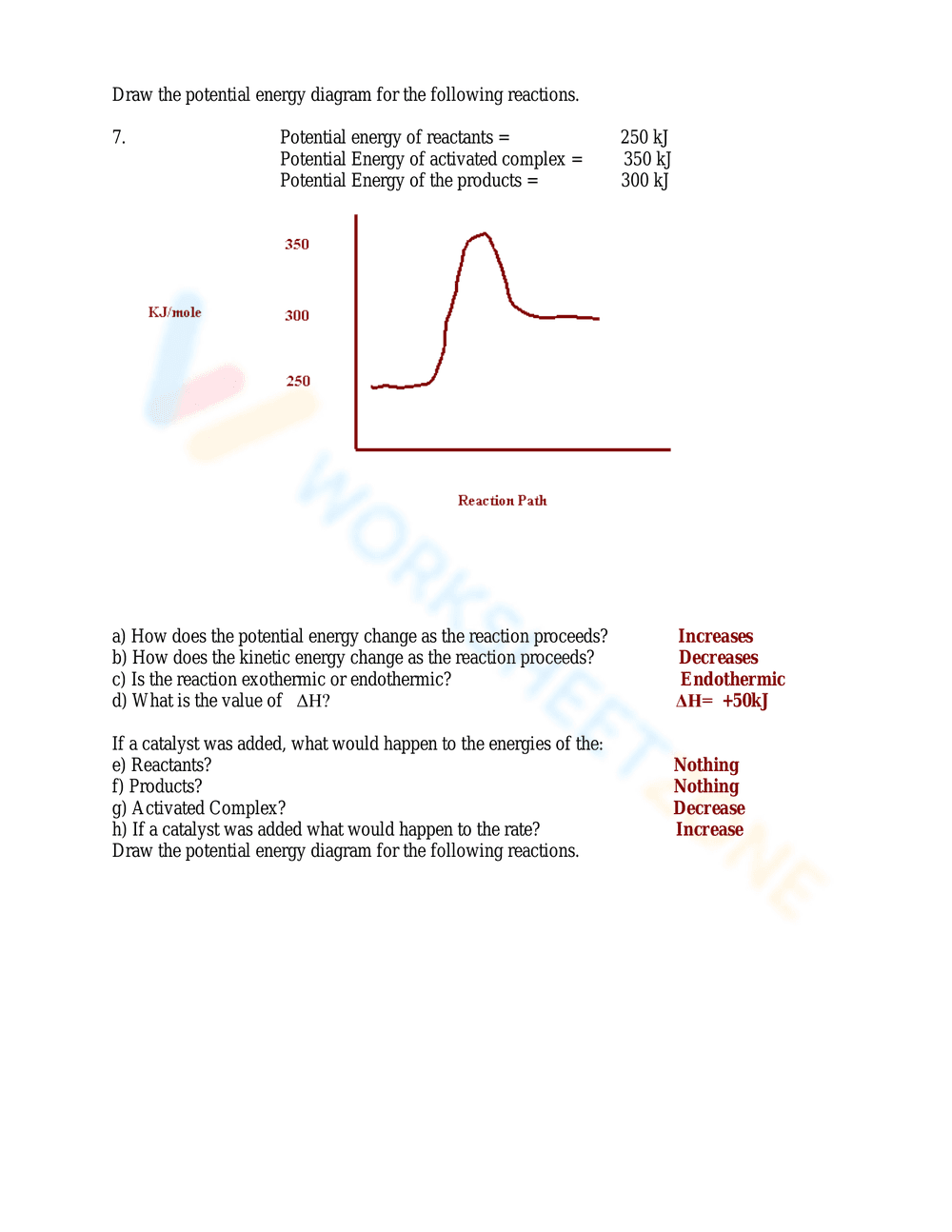 Updated Potential Energy Diagrams: Chemistry Practice - Page 3