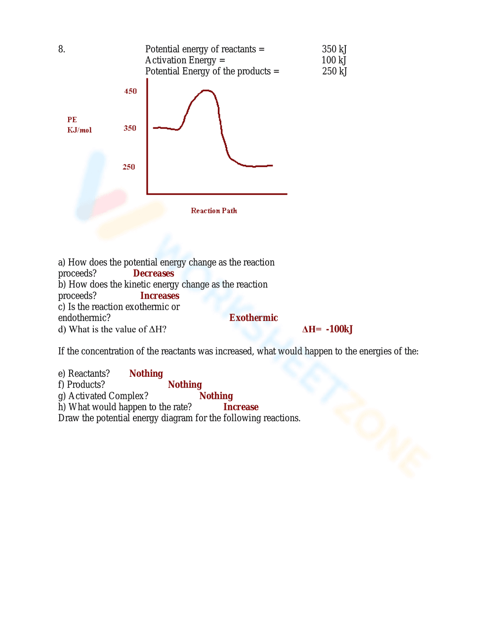 Updated Potential Energy Diagrams: Chemistry Practice - Page 4