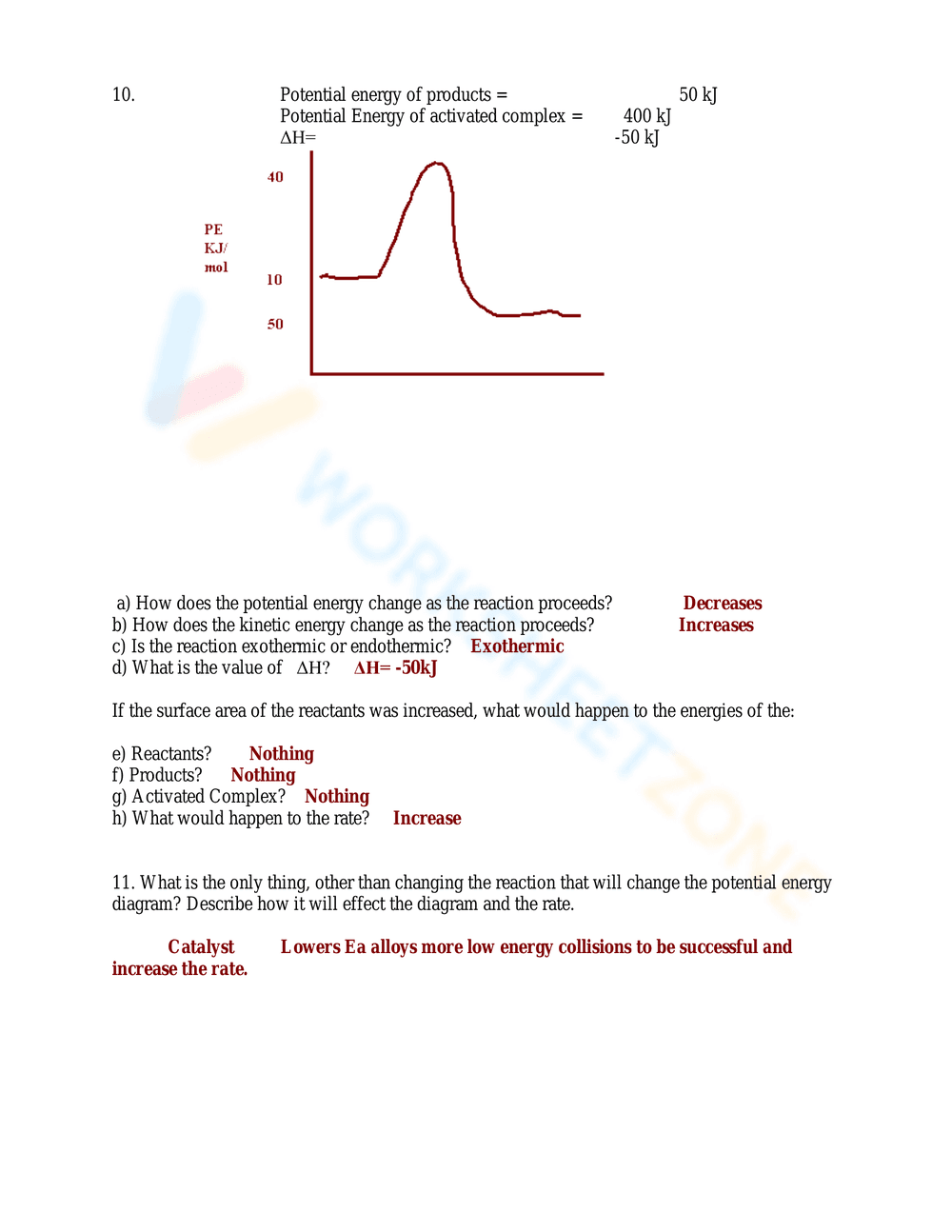 Updated Potential Energy Diagrams: Chemistry Practice - Page 6