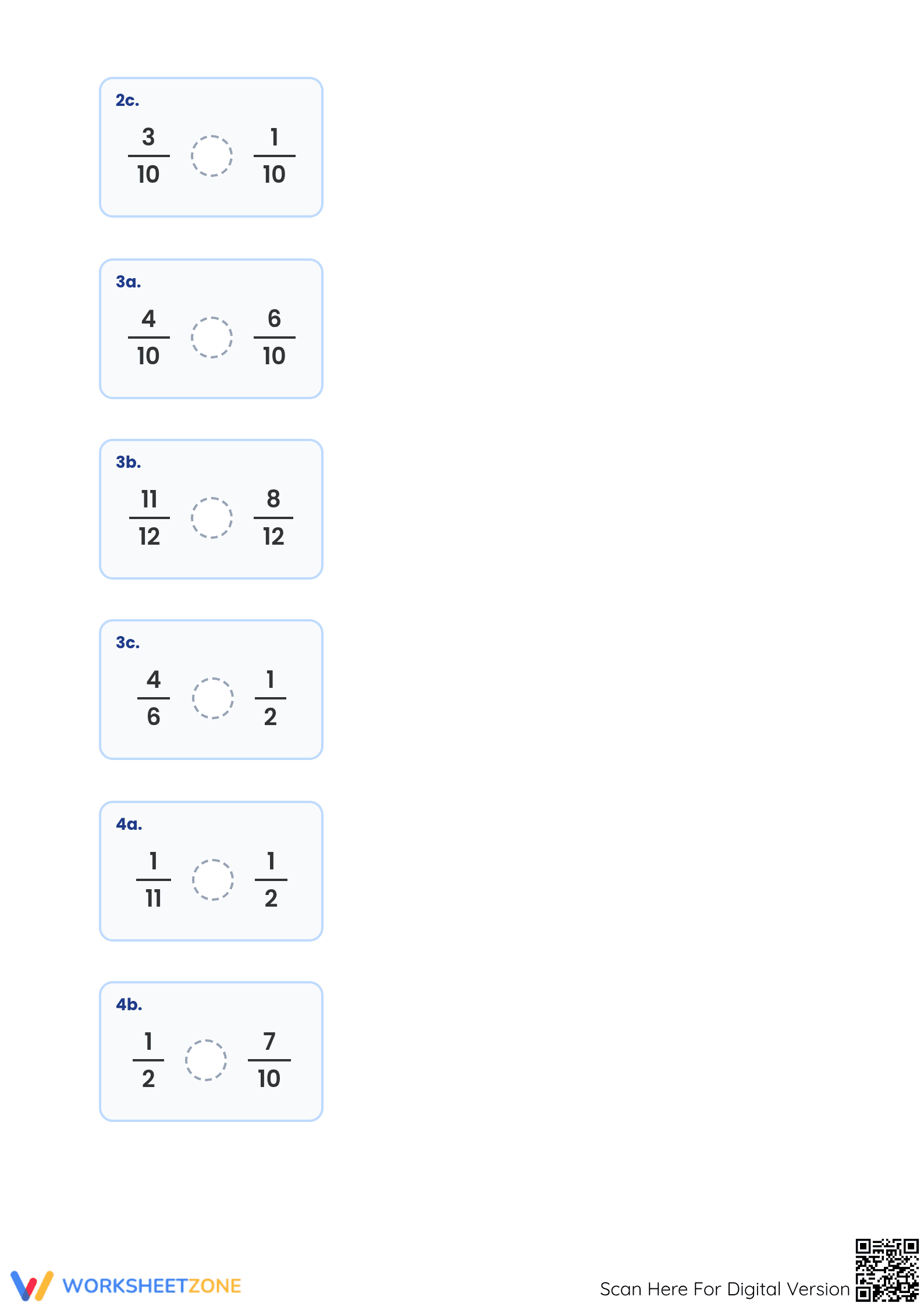 Printable Comparing Fractions Worksheet | Grade 5 & 6 - Page 2