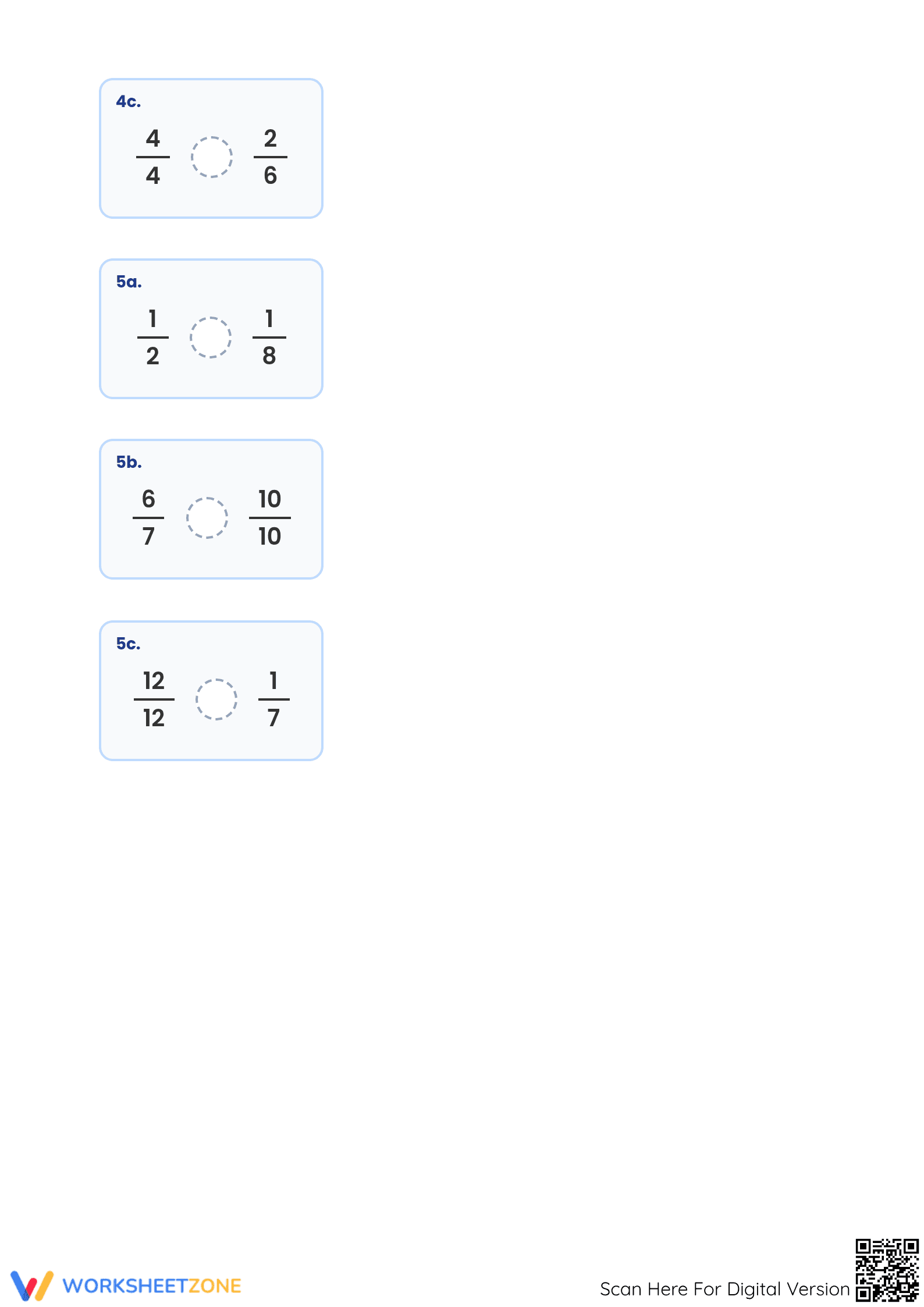 Printable Comparing Fractions Worksheet | Grade 5 & 6 - Page 3