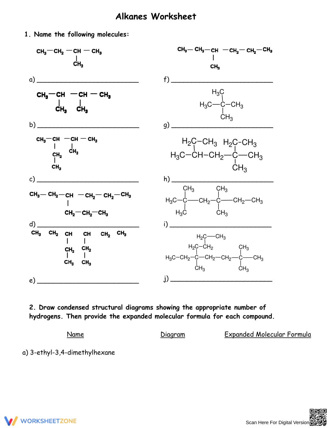 Exploring Alkanes: A Chemistry Worksheet - Page 3