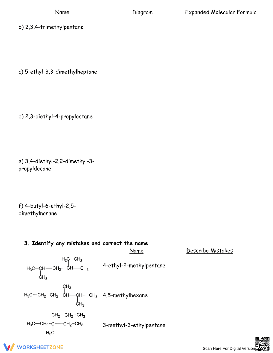 Exploring Alkanes: A Chemistry Worksheet - Page 4