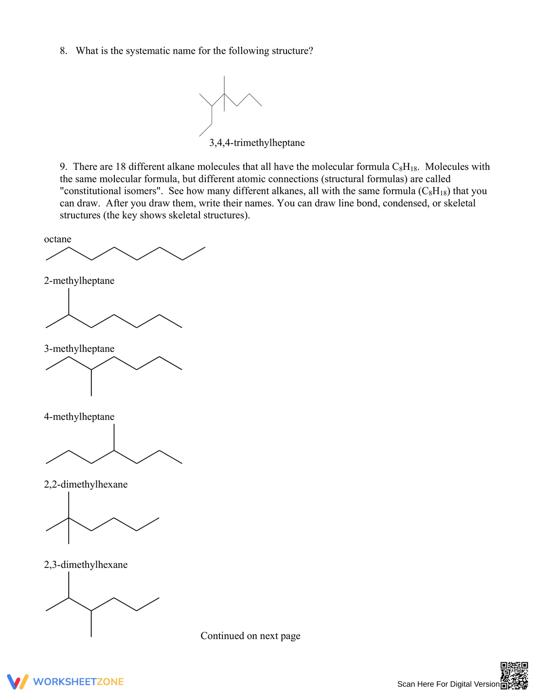 Alkanes Worksheet: Chemistry Practice Problems - Page 7
