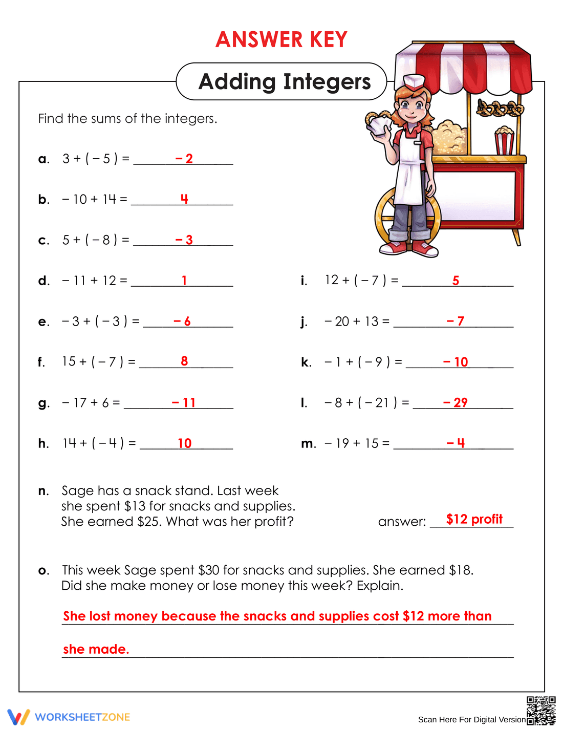 Adding Integers: Practice Problems for Math Students - Page 2