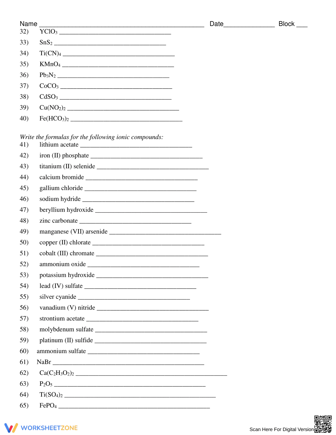Naming Compounds Test Review: Chemistry Practice - Page 2