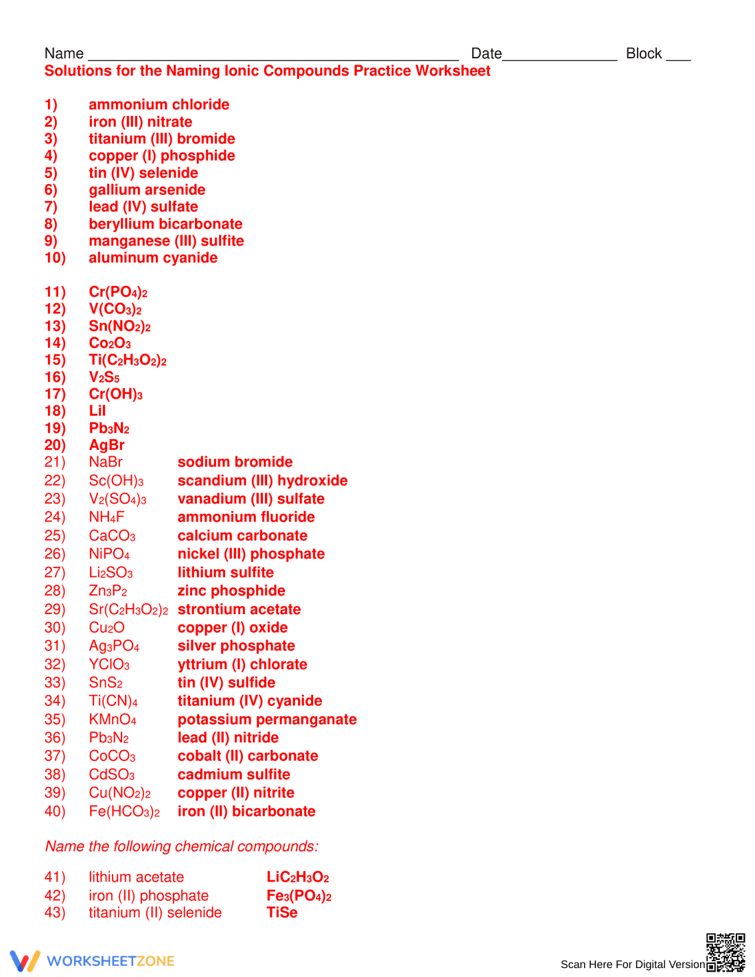 Naming Compounds Test Review: Chemistry Practice - Page 6