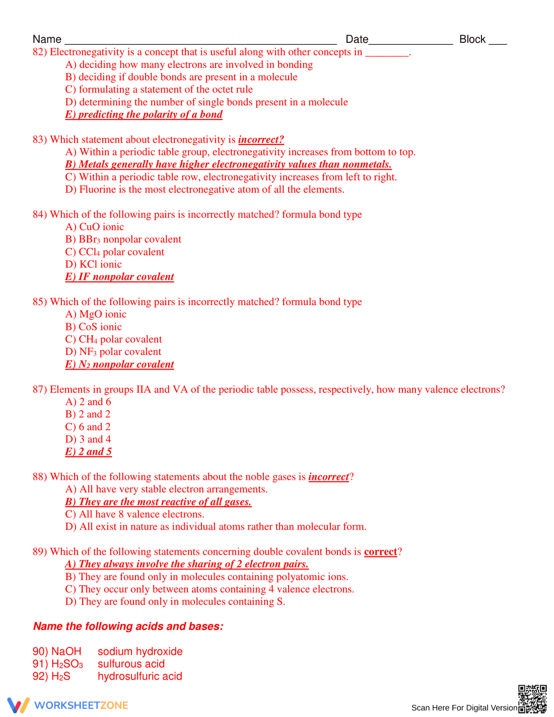 Naming Compounds Test Review: Chemistry Practice - Page 8
