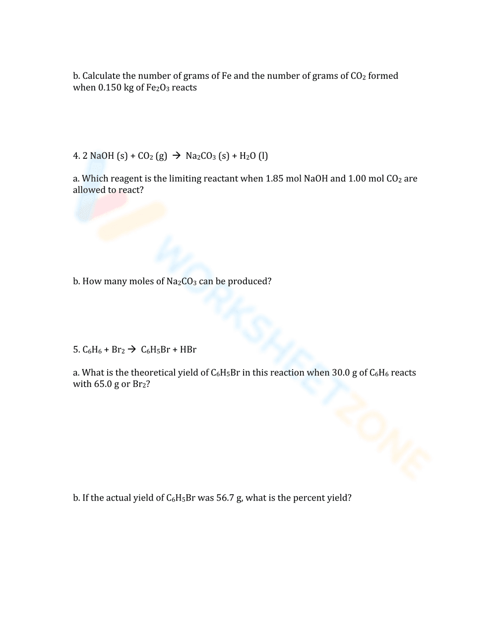 Stoichiometry Practice Worksheet | Grade 10-12 Essential - Page 2