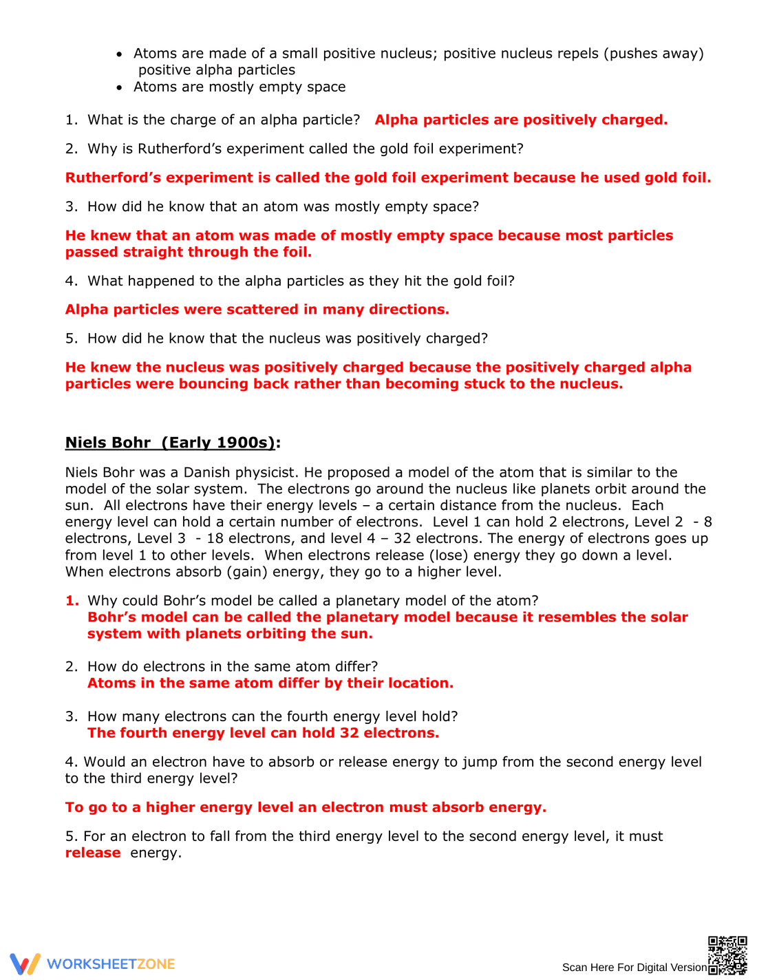History of the Atom Worksheet: Updated Atomic Theory - Page 2