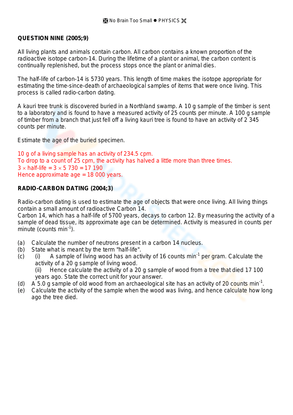 Half-Life Questions and Answers: Chemistry - Page 6