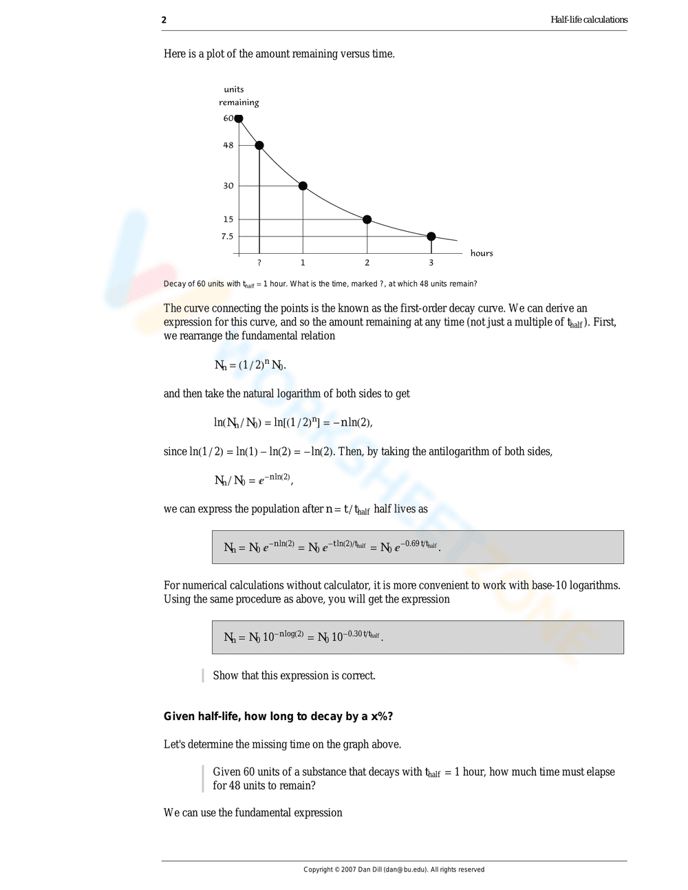 Half-Life Calculations Worksheet: Practice Problems - Page 2