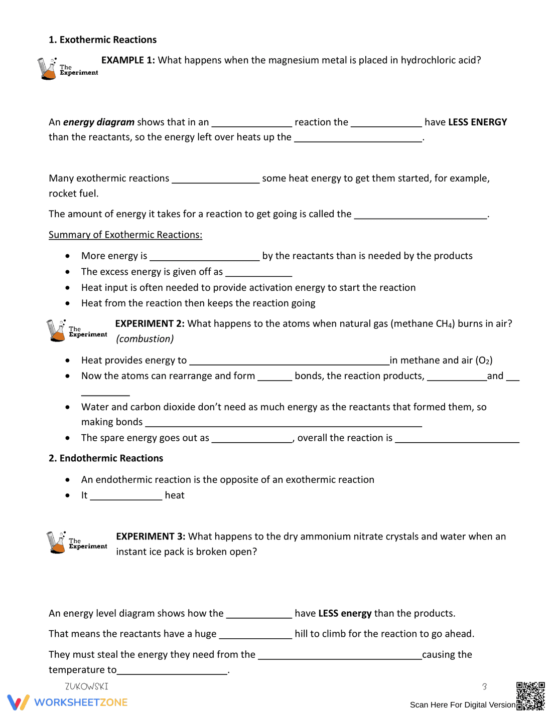 Endothermic and Exothermic Worksheet 2: Chemistry - Page 3