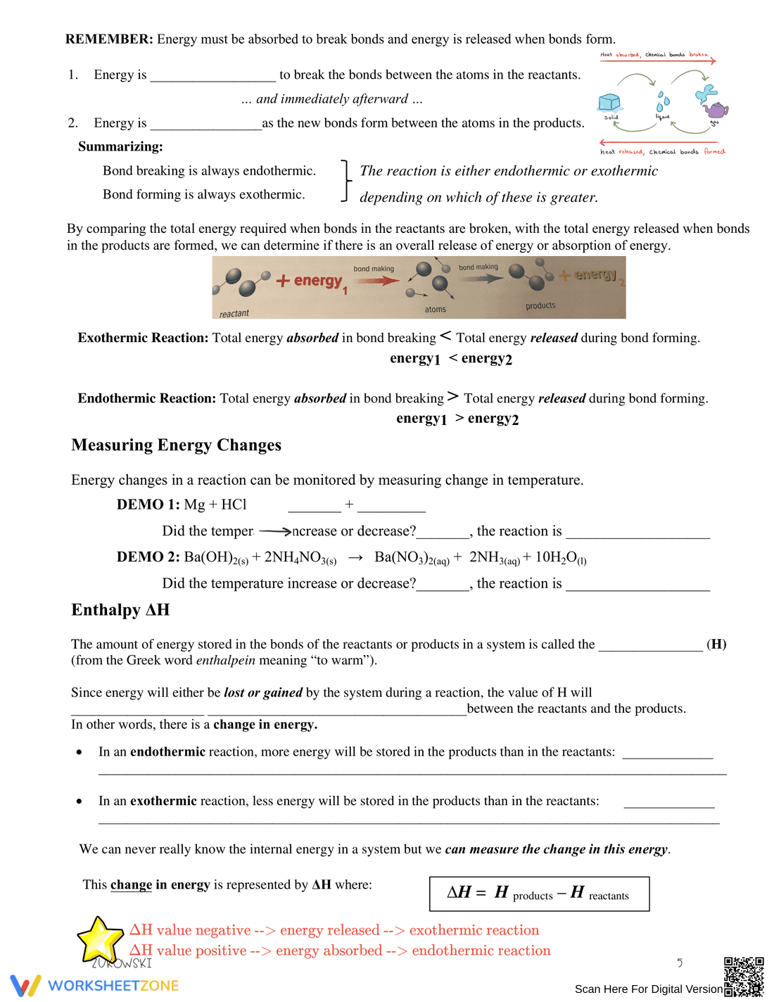 Endothermic and Exothermic Worksheet 2: Chemistry - Page 5