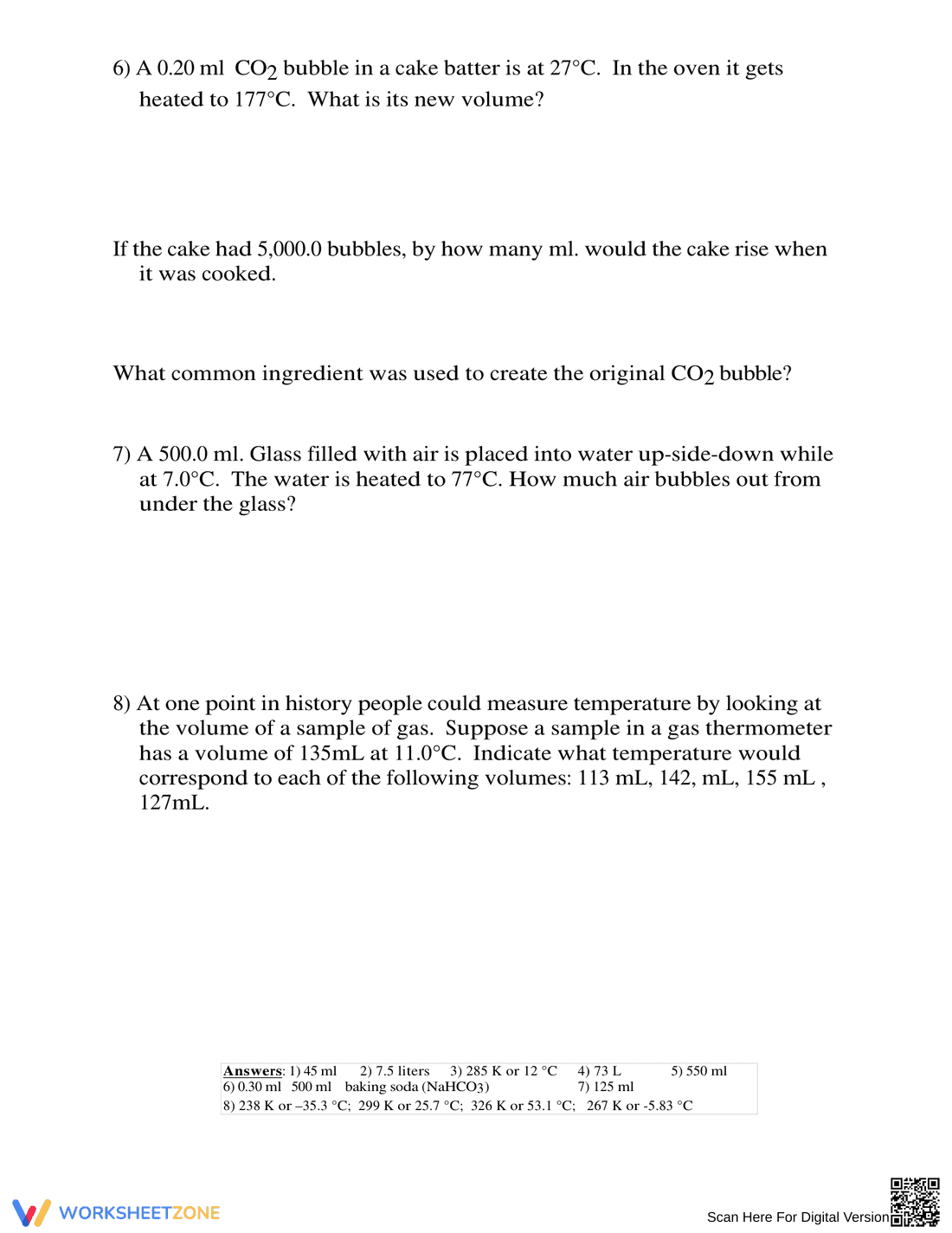Charles's Law Worksheet: Gas Laws Practice - Page 2