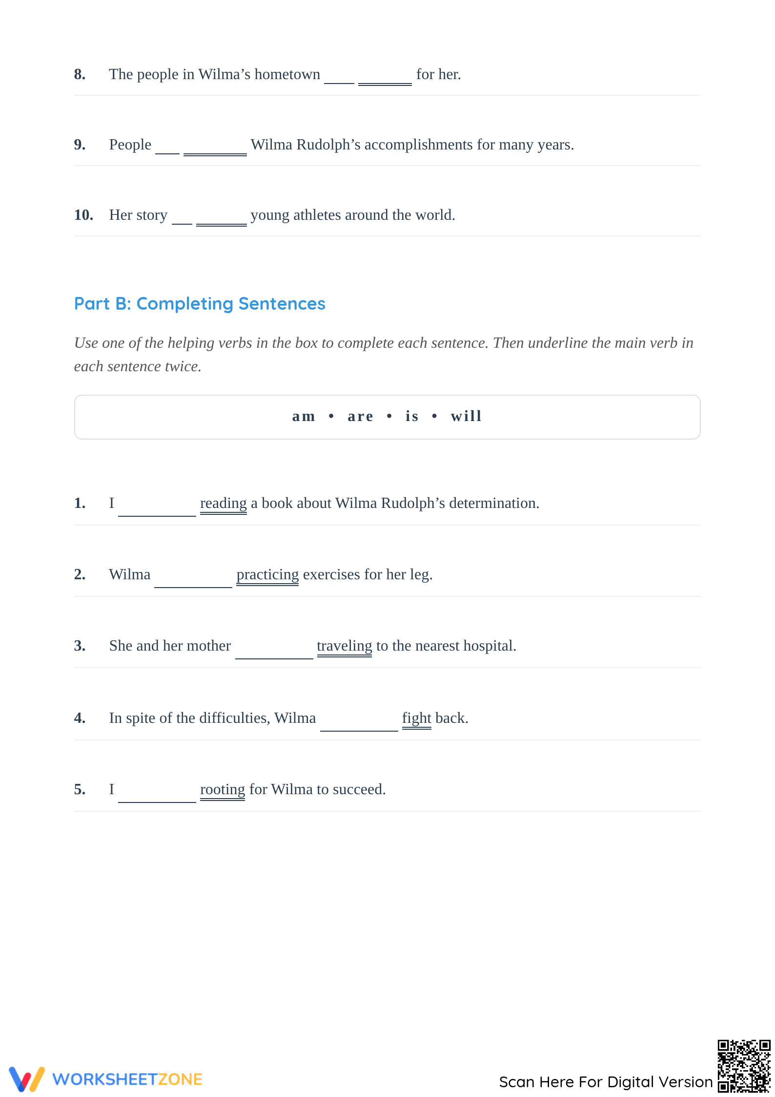 Main and Helping Verbs Complete Worksheet | Grade 4 ELA - Page 2
