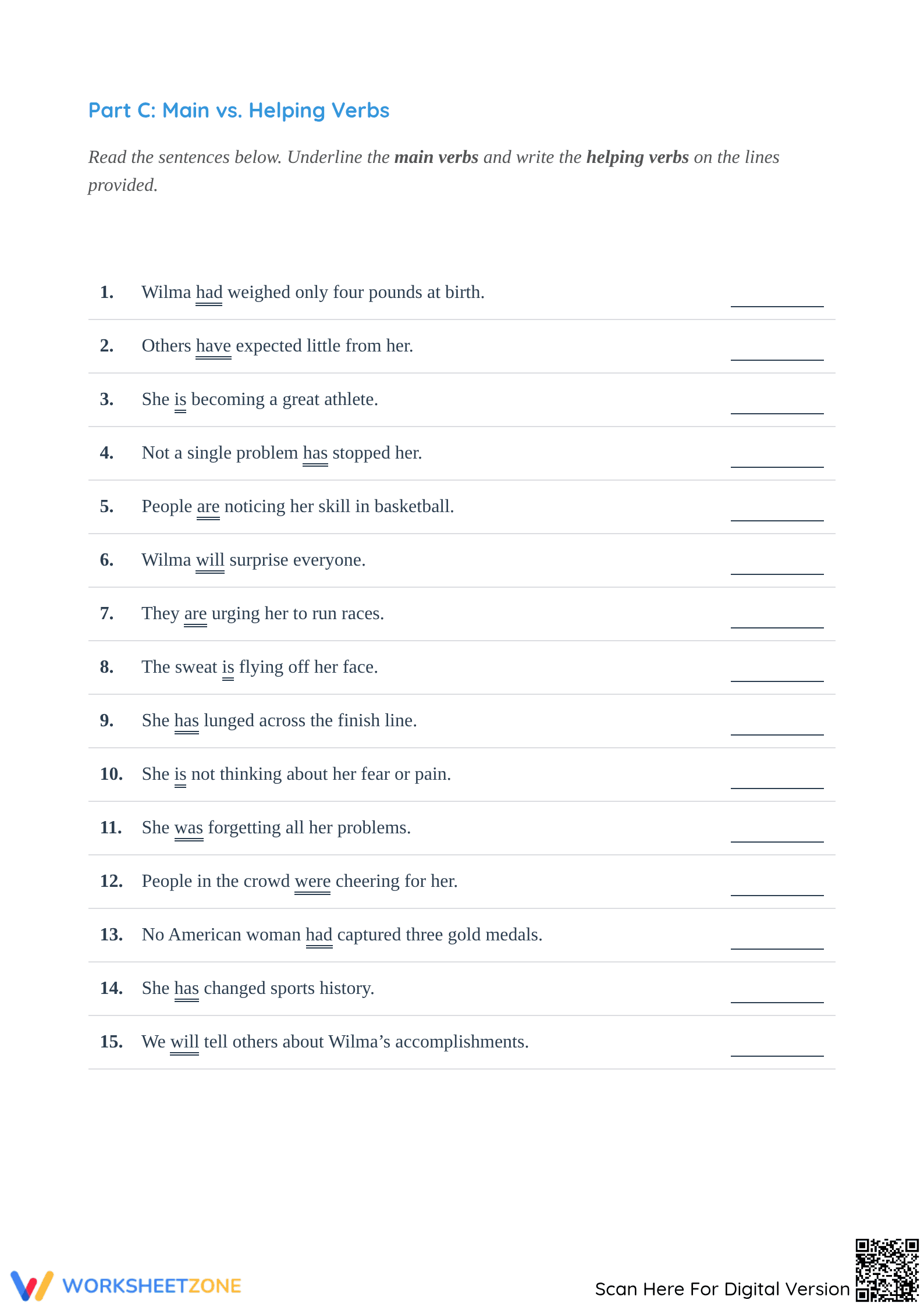 Main and Helping Verbs Complete Worksheet | Grade 4 ELA - Page 3
