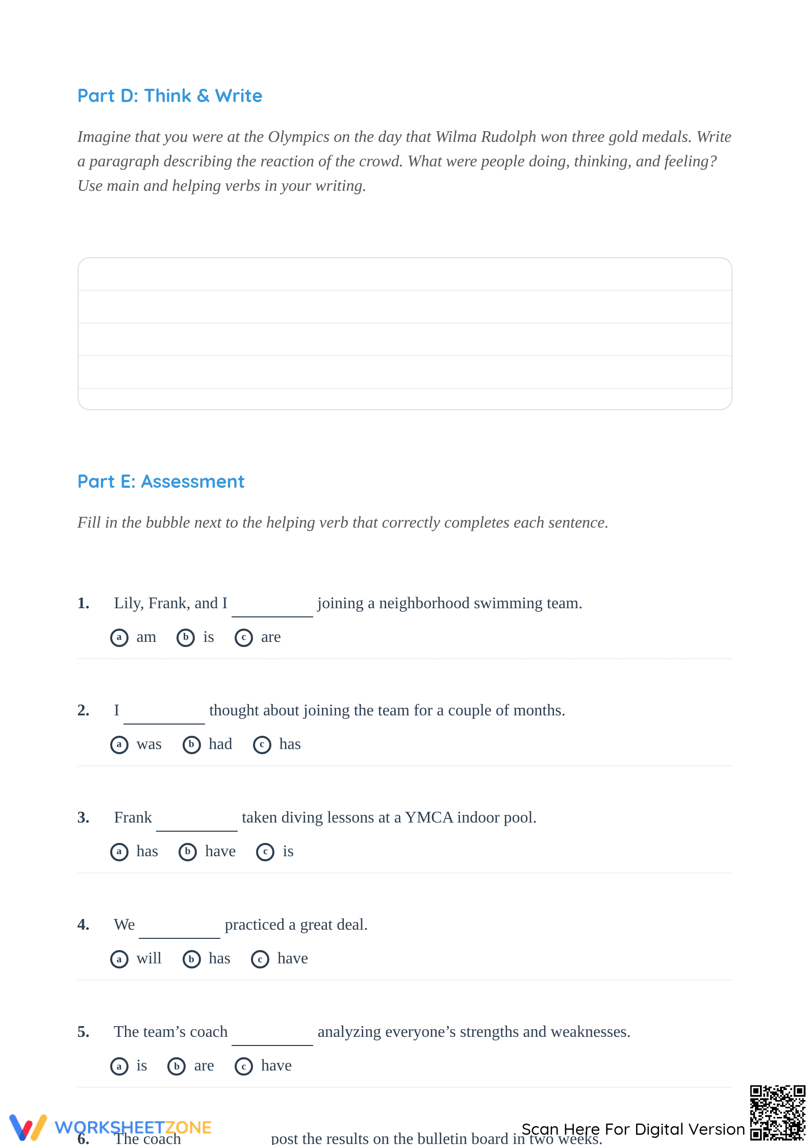 Main and Helping Verbs Complete Worksheet | Grade 4 ELA - Page 4
