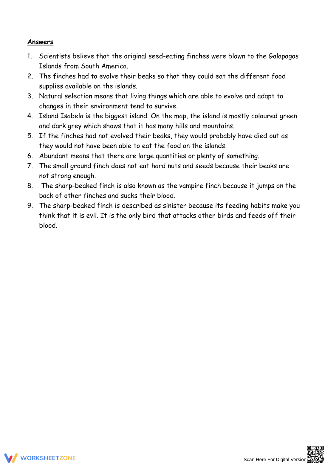 Evolution of Darwin's Finches: Worksheet - Page 3