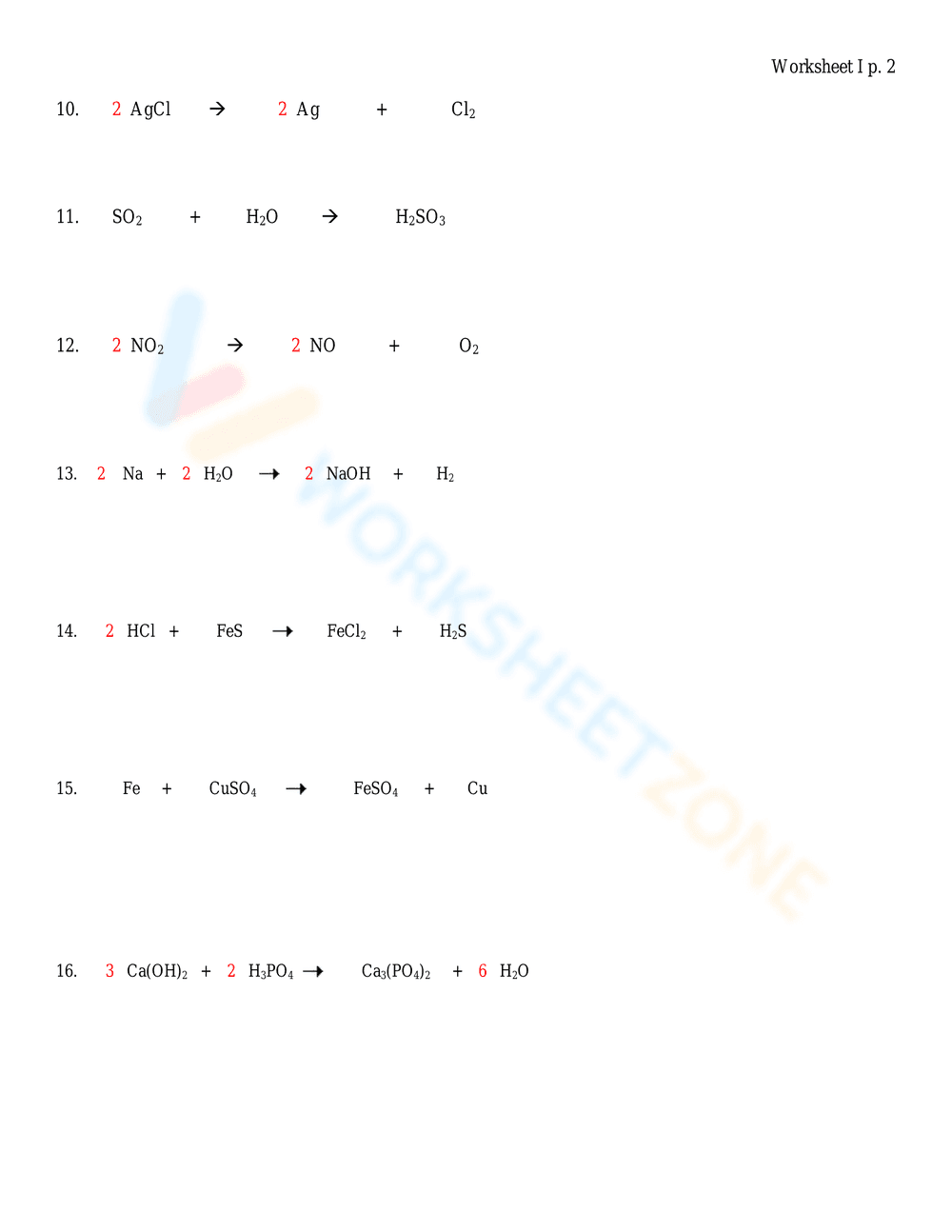 Balancing Equations: Chemistry Worksheet - Page 3