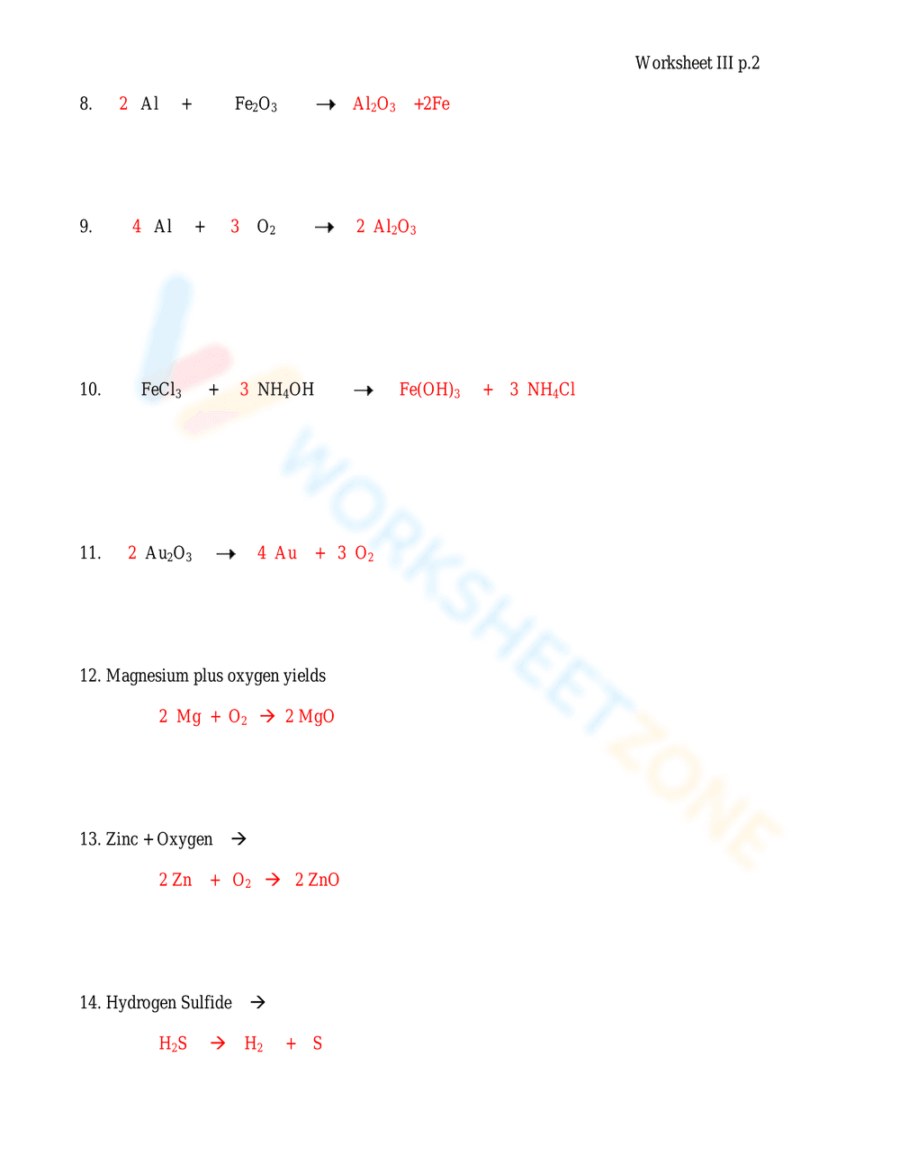 Balancing Equations: Chemistry Worksheet - Page 8