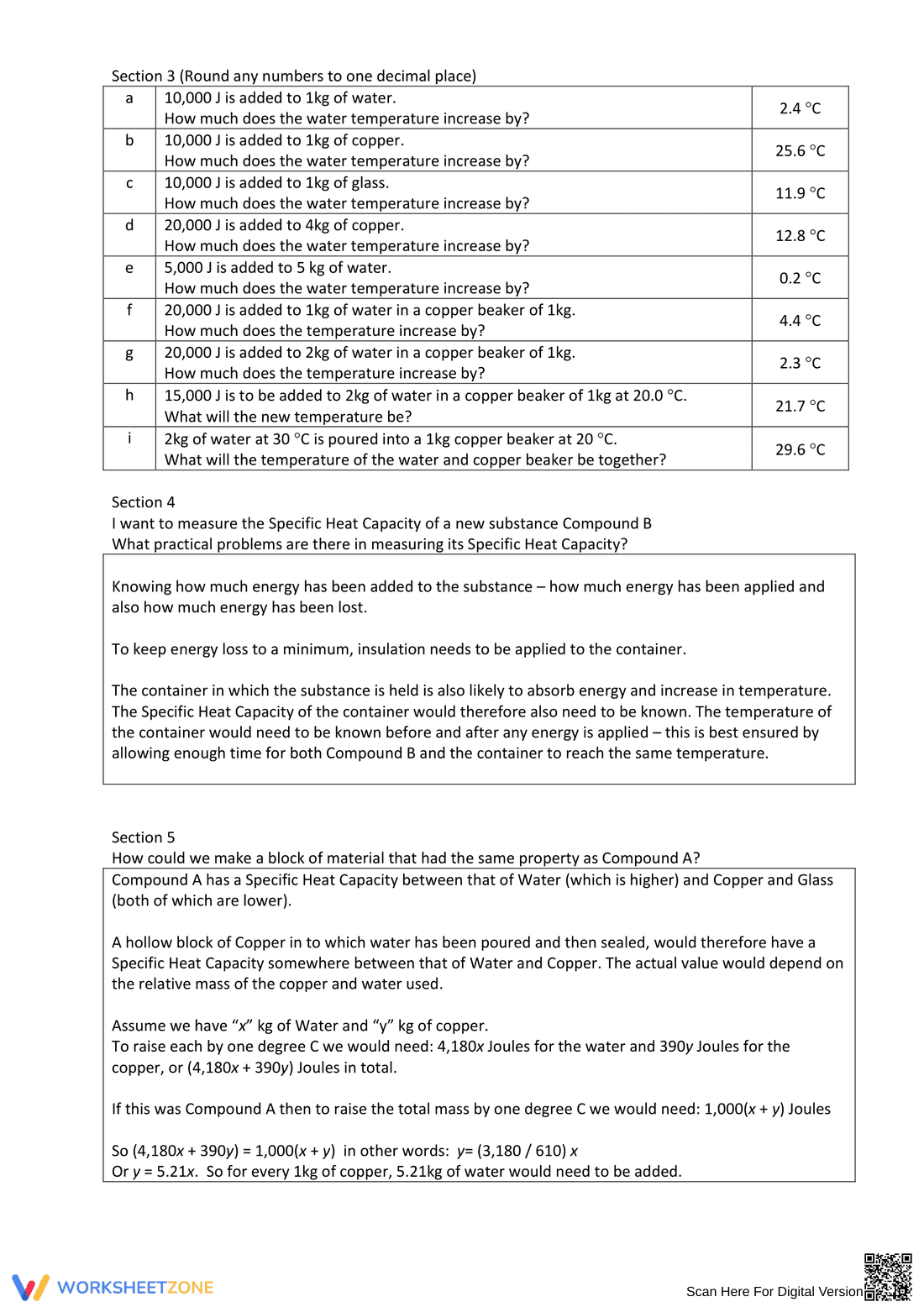 Specific Heat Capacity Practice Worksheet - Page 2