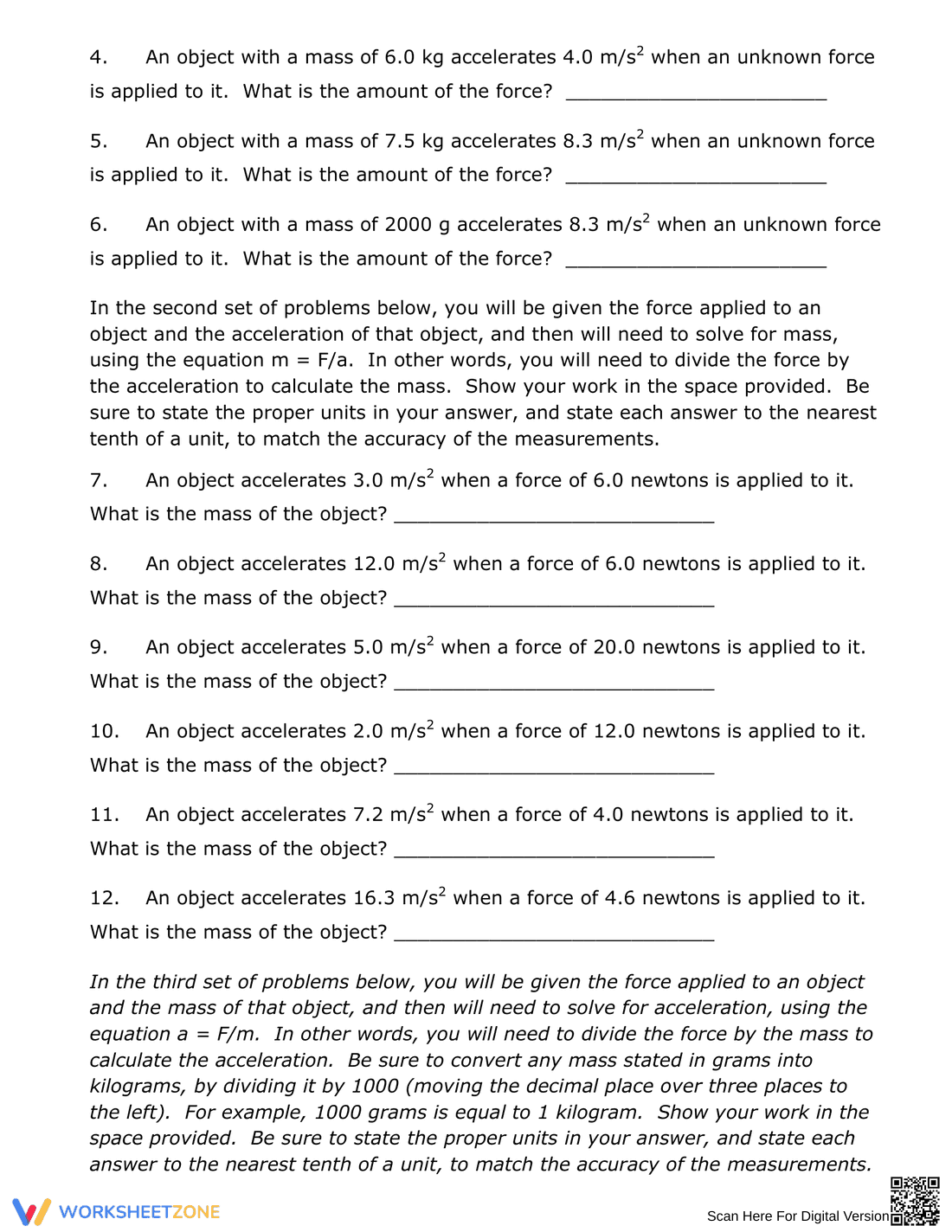 Newton's Second Law Problems | Essential Grade 8 Science - Page 2